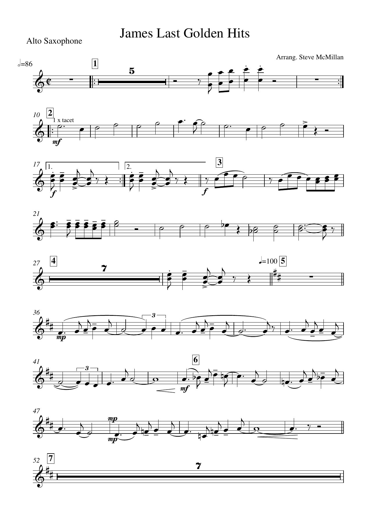 James Last Golden Hits Alto Saxophone — sheet music preview