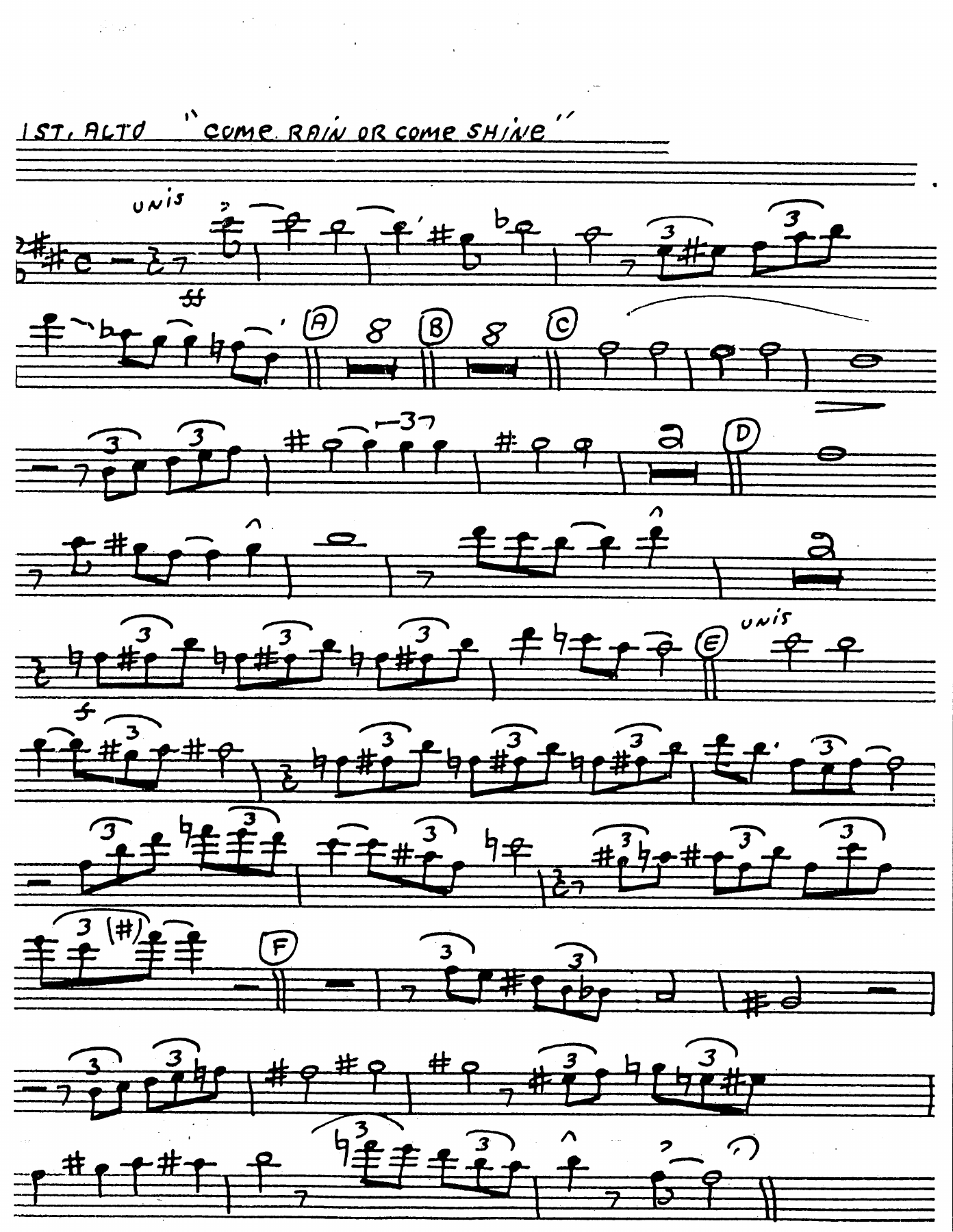 Come Rain Or Come Shine -Lemly-Vocal in F — sheet music preview
