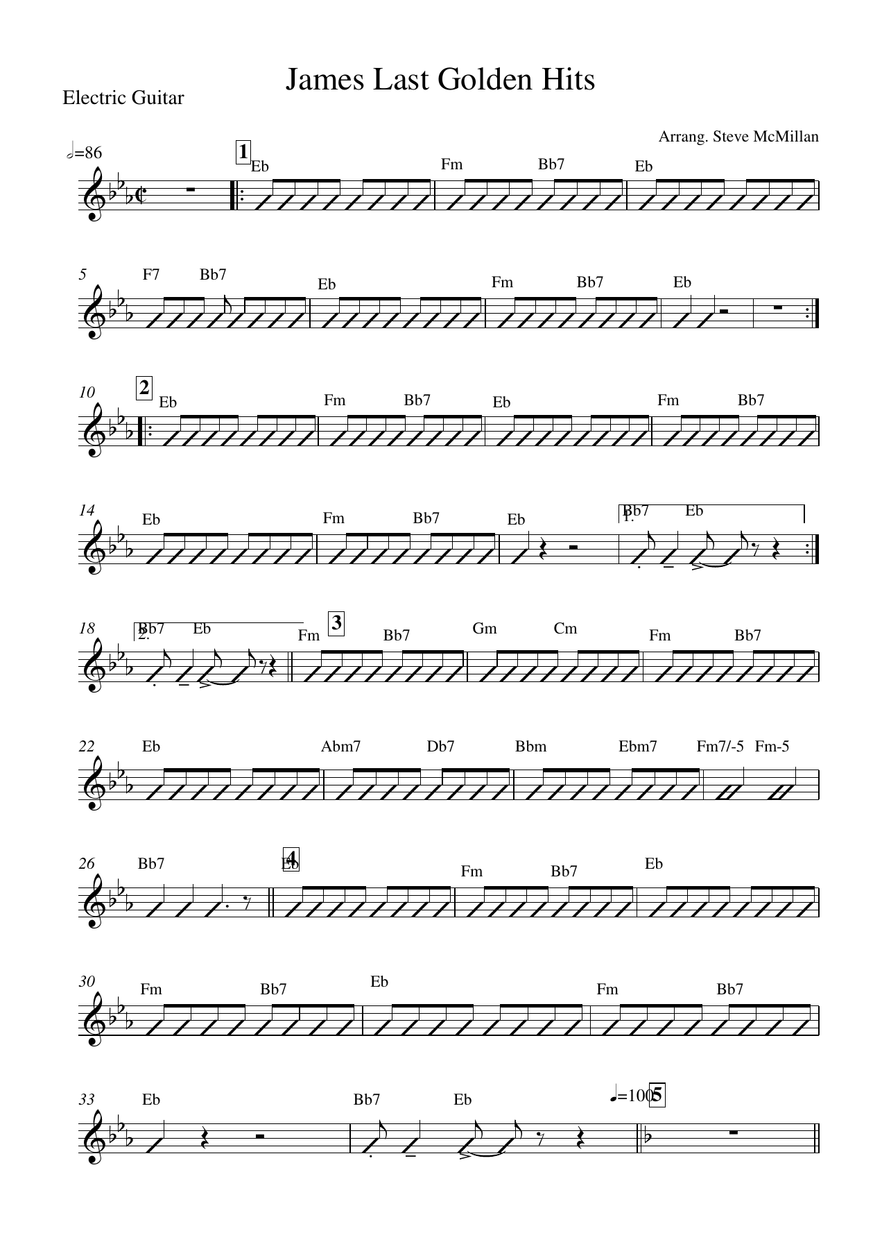 James Last Golden Hits Electric Guitar — sheet music preview