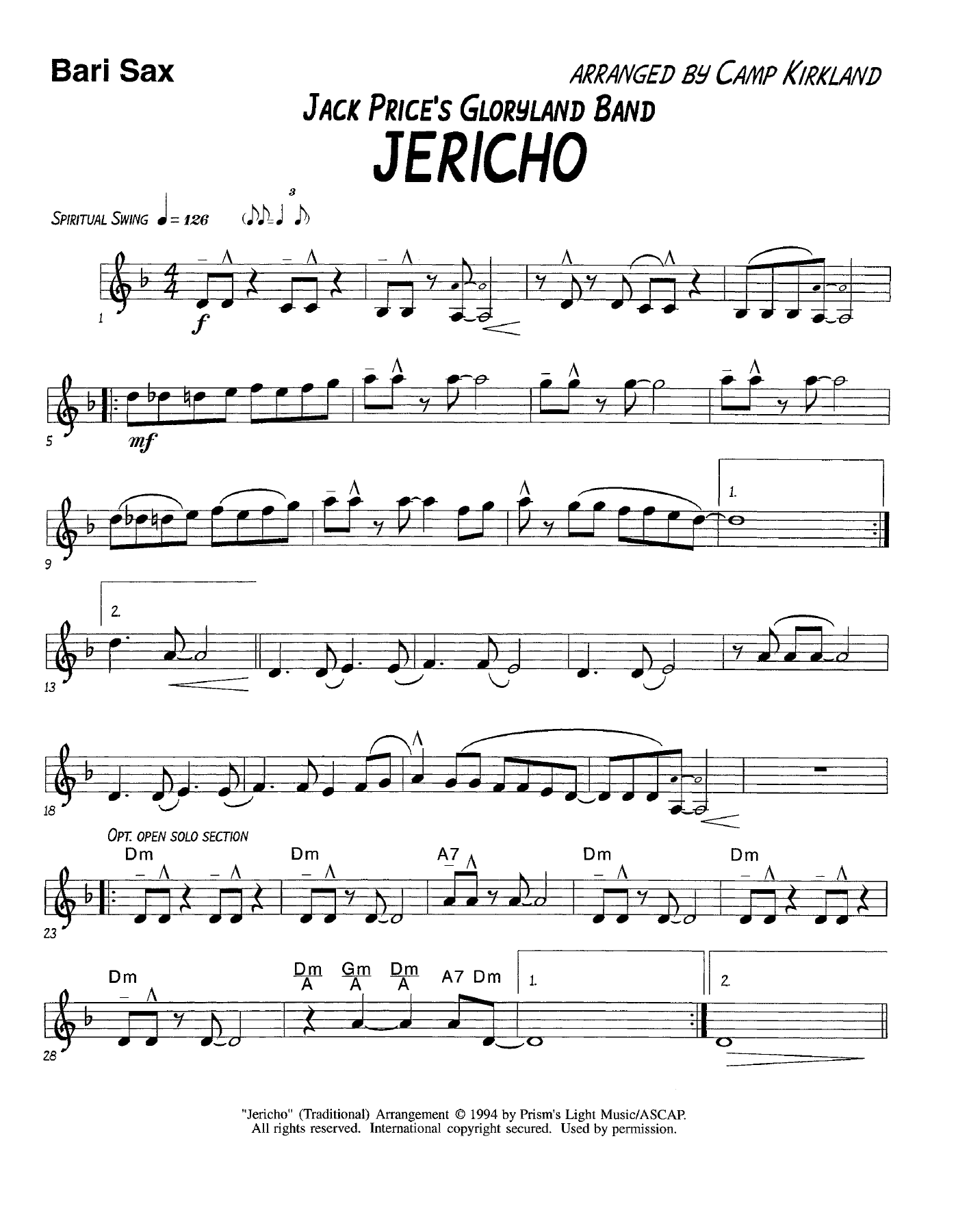 Jericho-Bari Sax — sheet music preview
