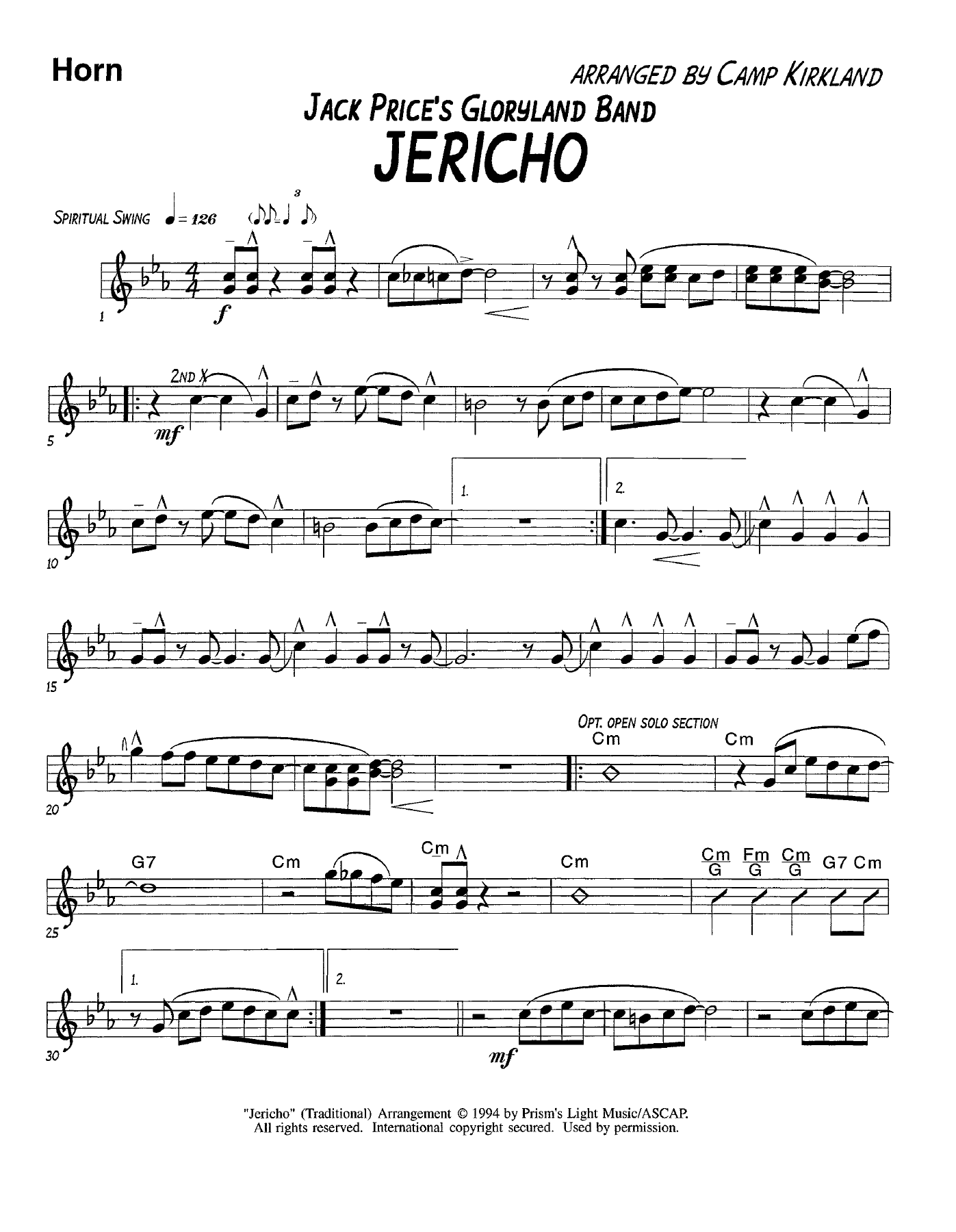 Jericho-Horn — sheet music preview
