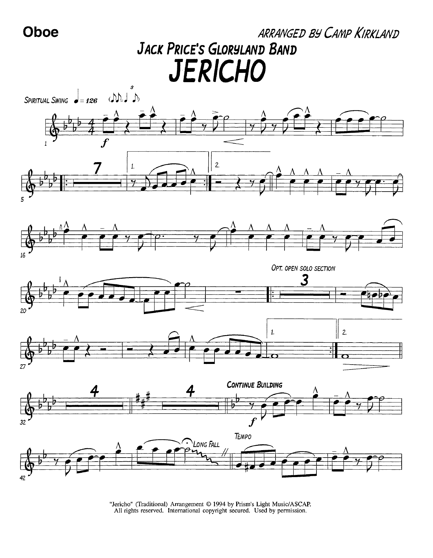 Jericho-Oboe — sheet music preview