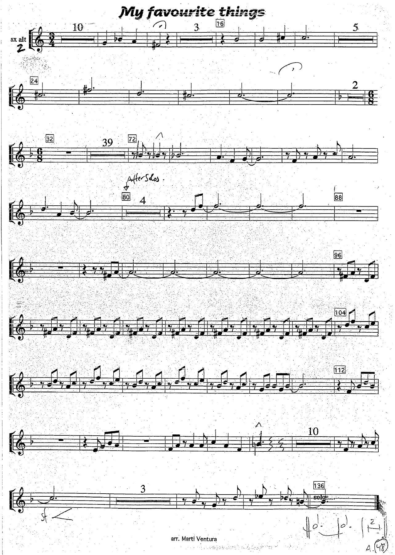 my favourite things ALTO — sheet music preview