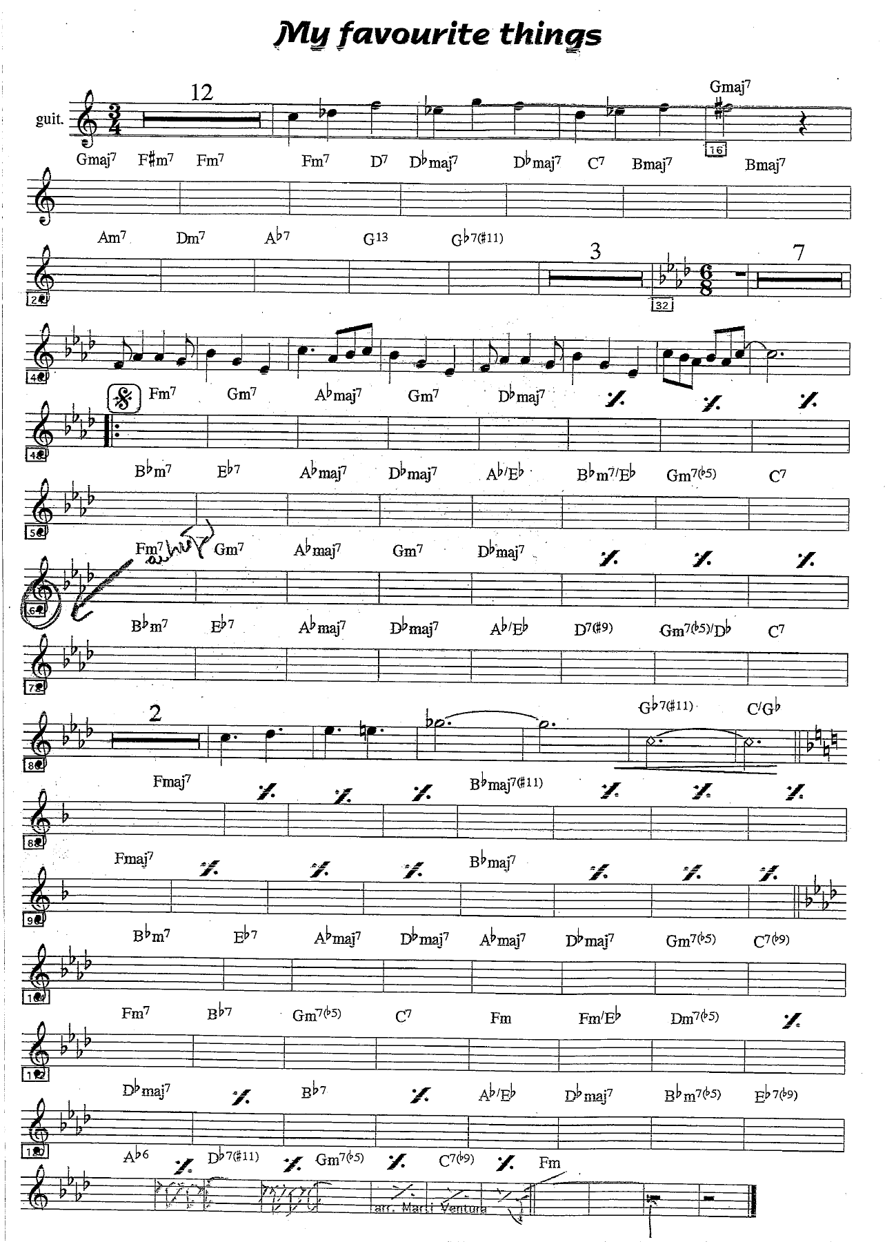 my favourite things GUITARRA — sheet music preview