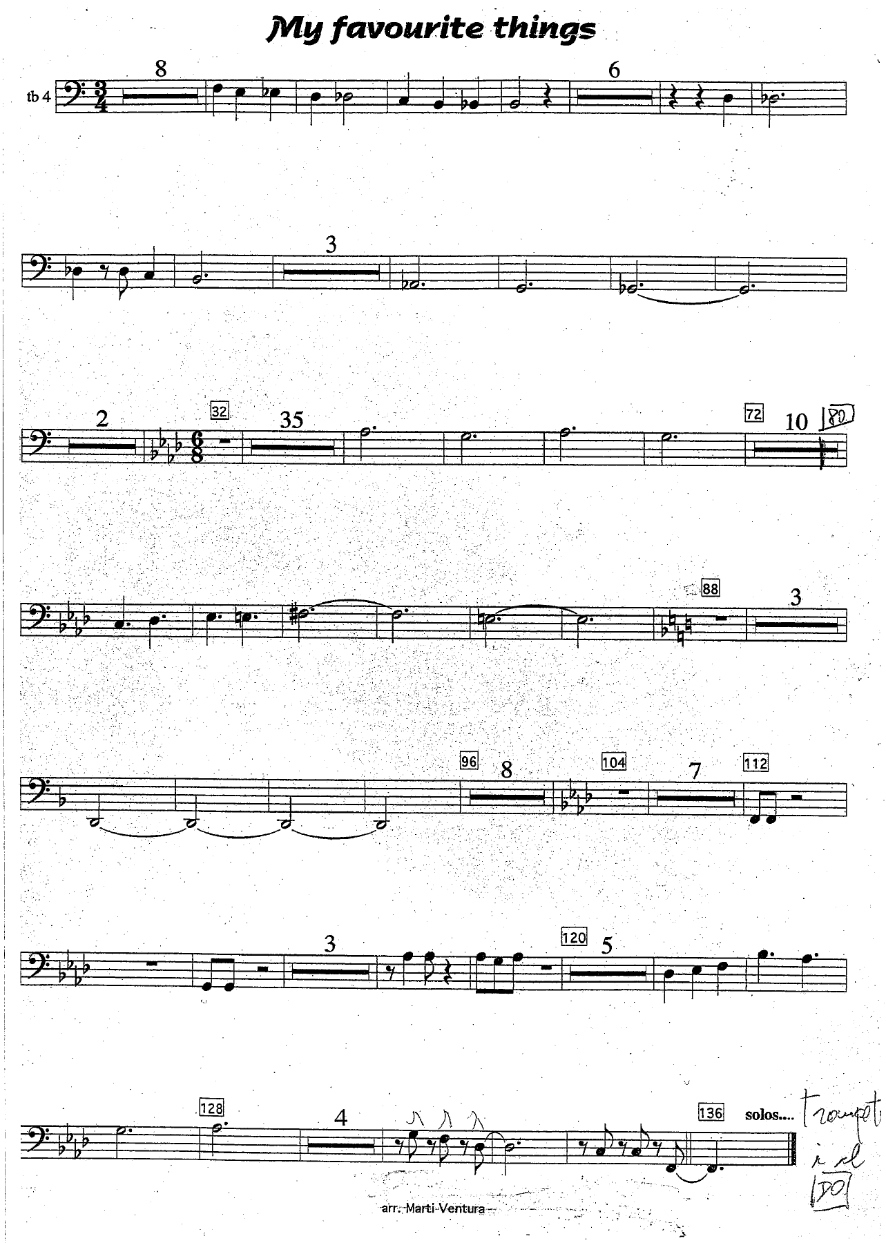 my favourite things BONE — sheet music preview