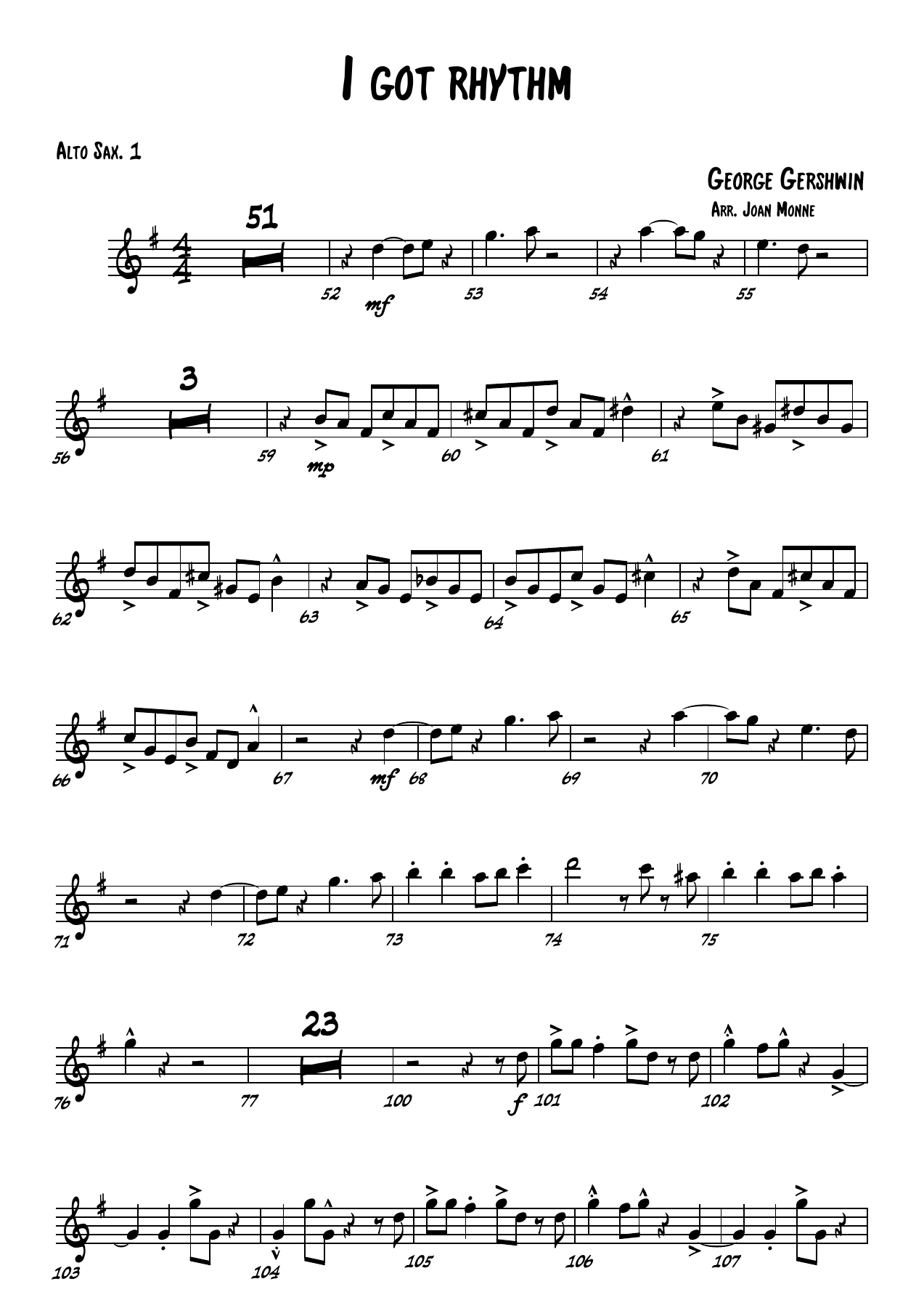 I got rhythm - Alto Sax. — sheet music preview