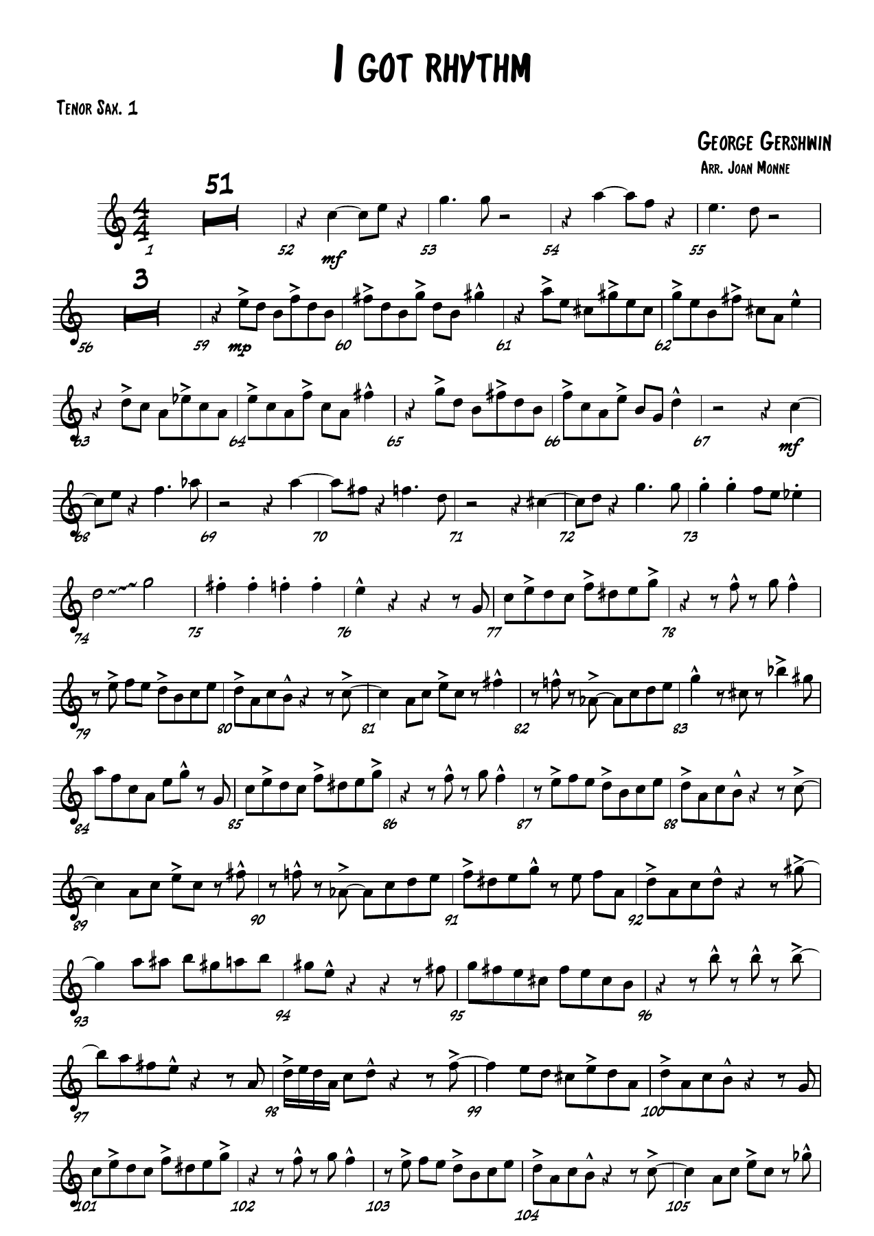 I got rhythm - Tenor Sax. — sheet music preview