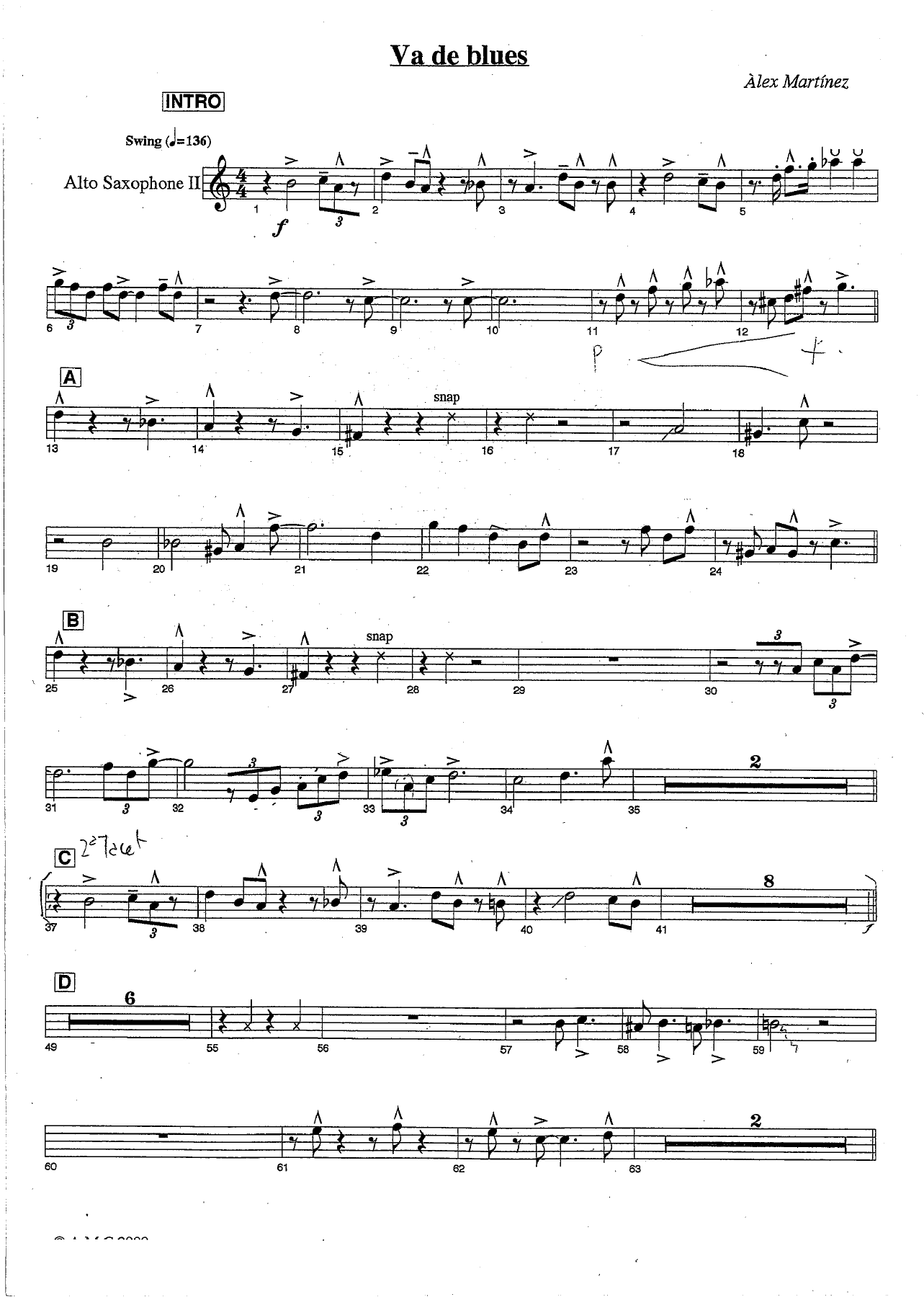 Va de blues Alto — sheet music preview
