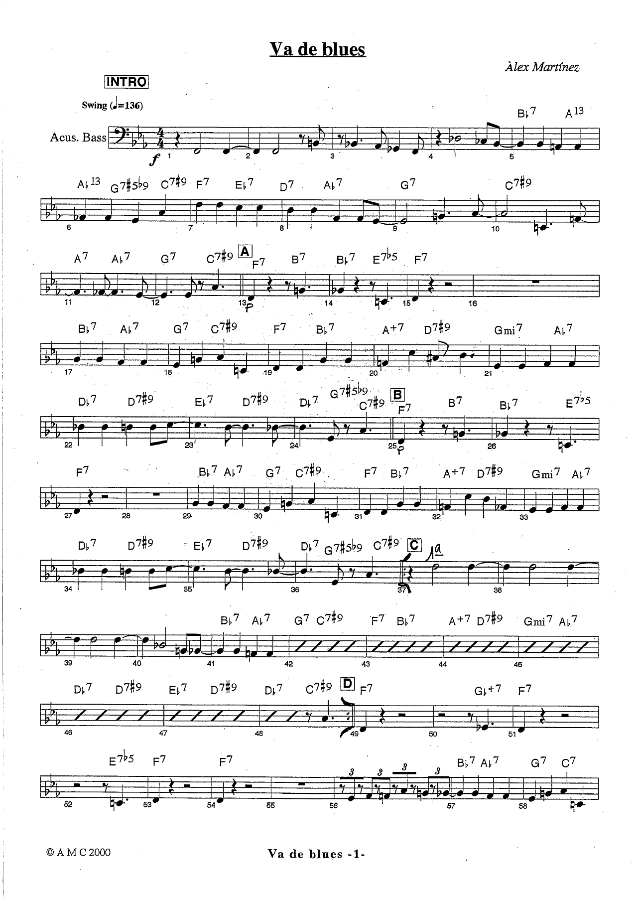 Va de blues Bass — sheet music preview