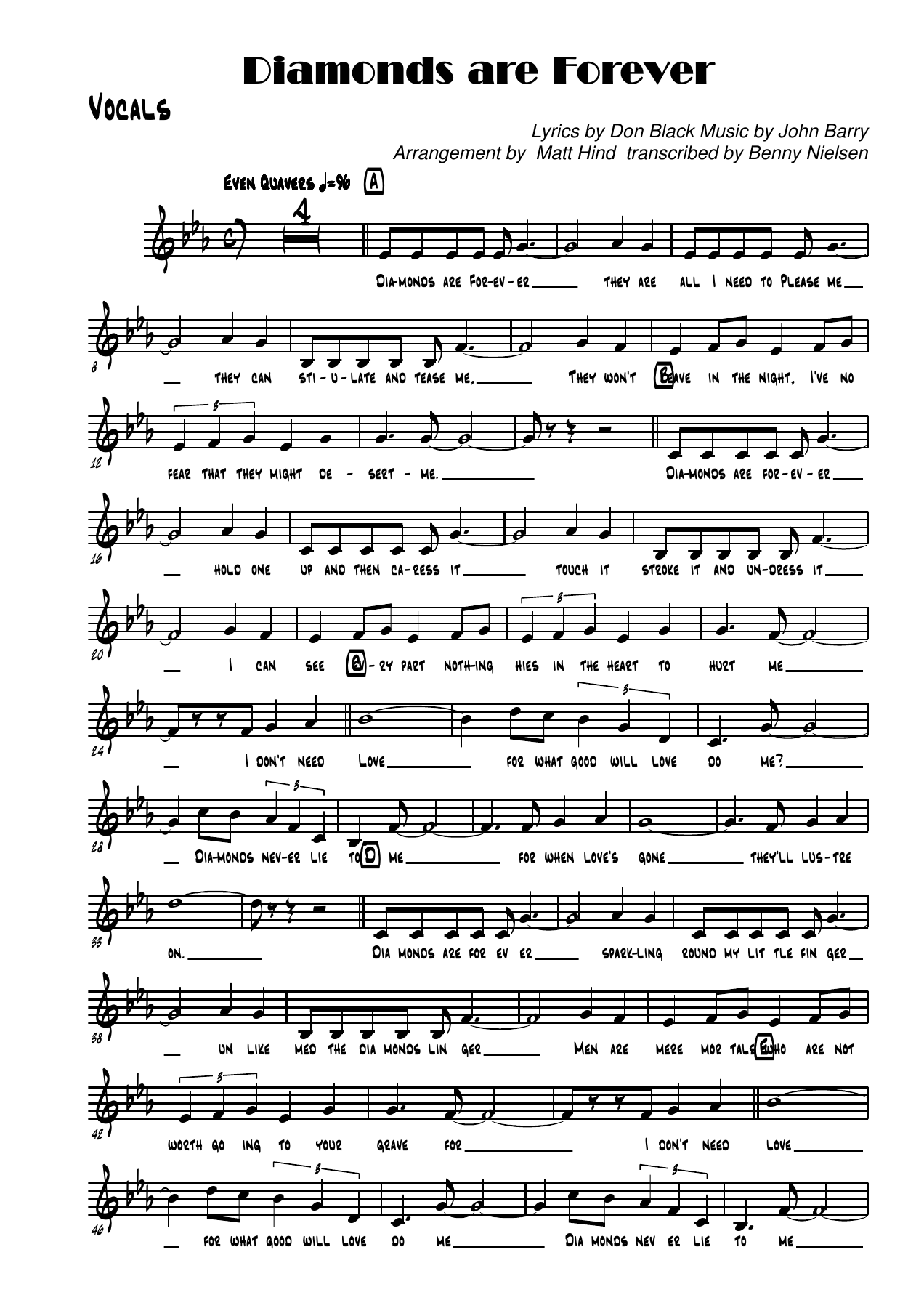 Diamonds Are Forever — sheet music preview