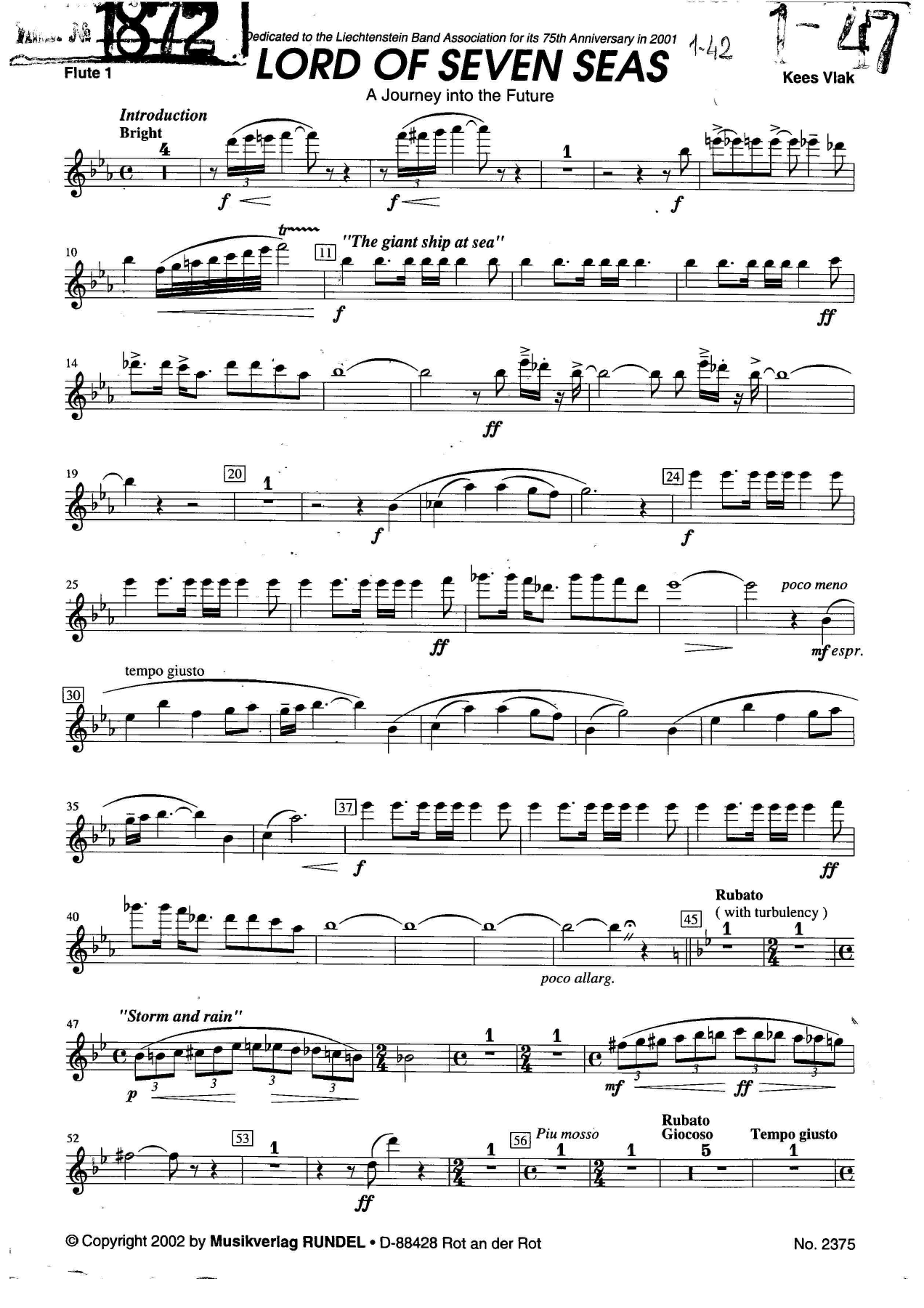 LORD OF SEVEN SEAS Kees Vlak — sheet music preview