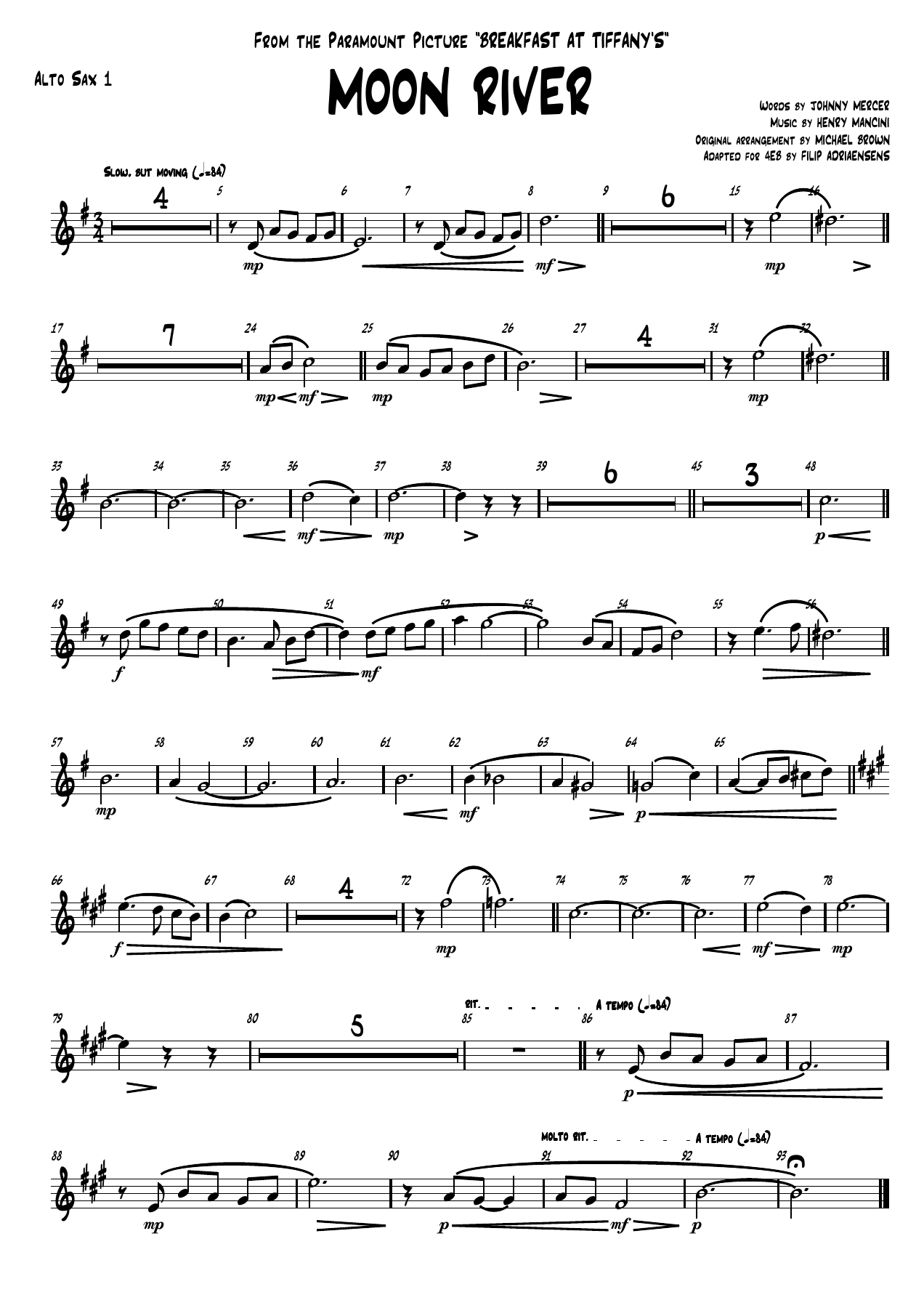 Moon river - Alto Sax — sheet music preview