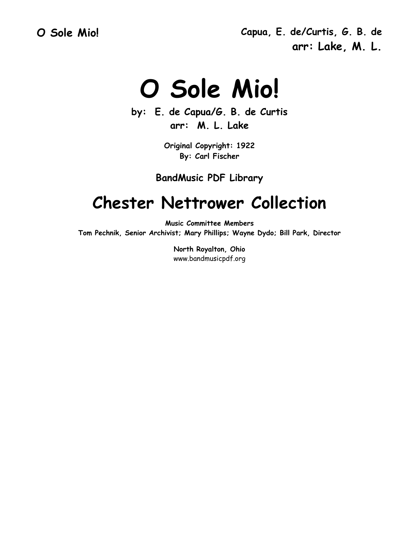 o sole mio — sheet music preview