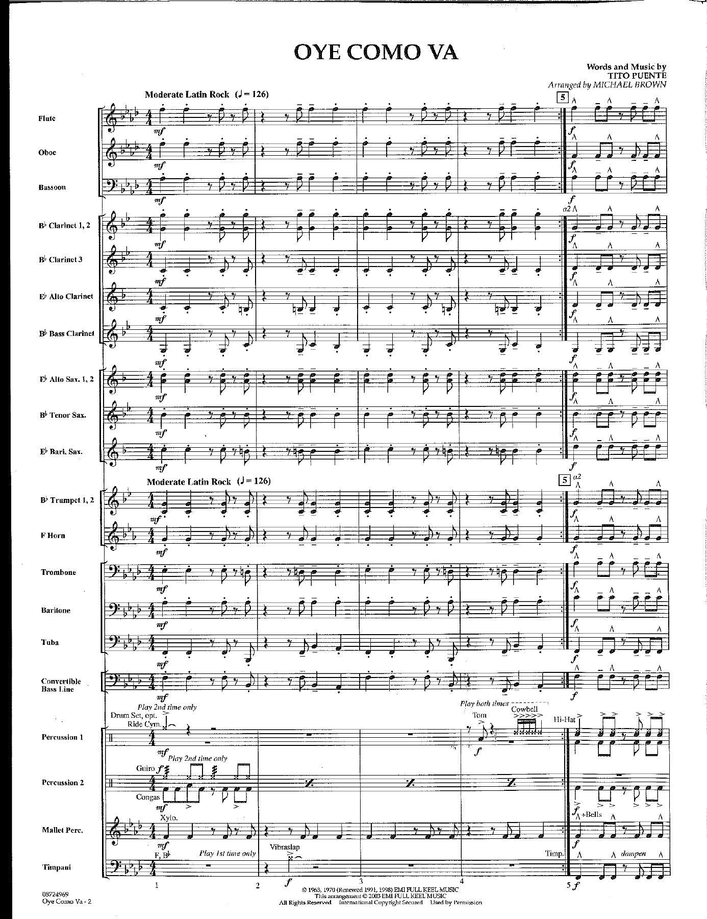 Oye Como Va — sheet music preview