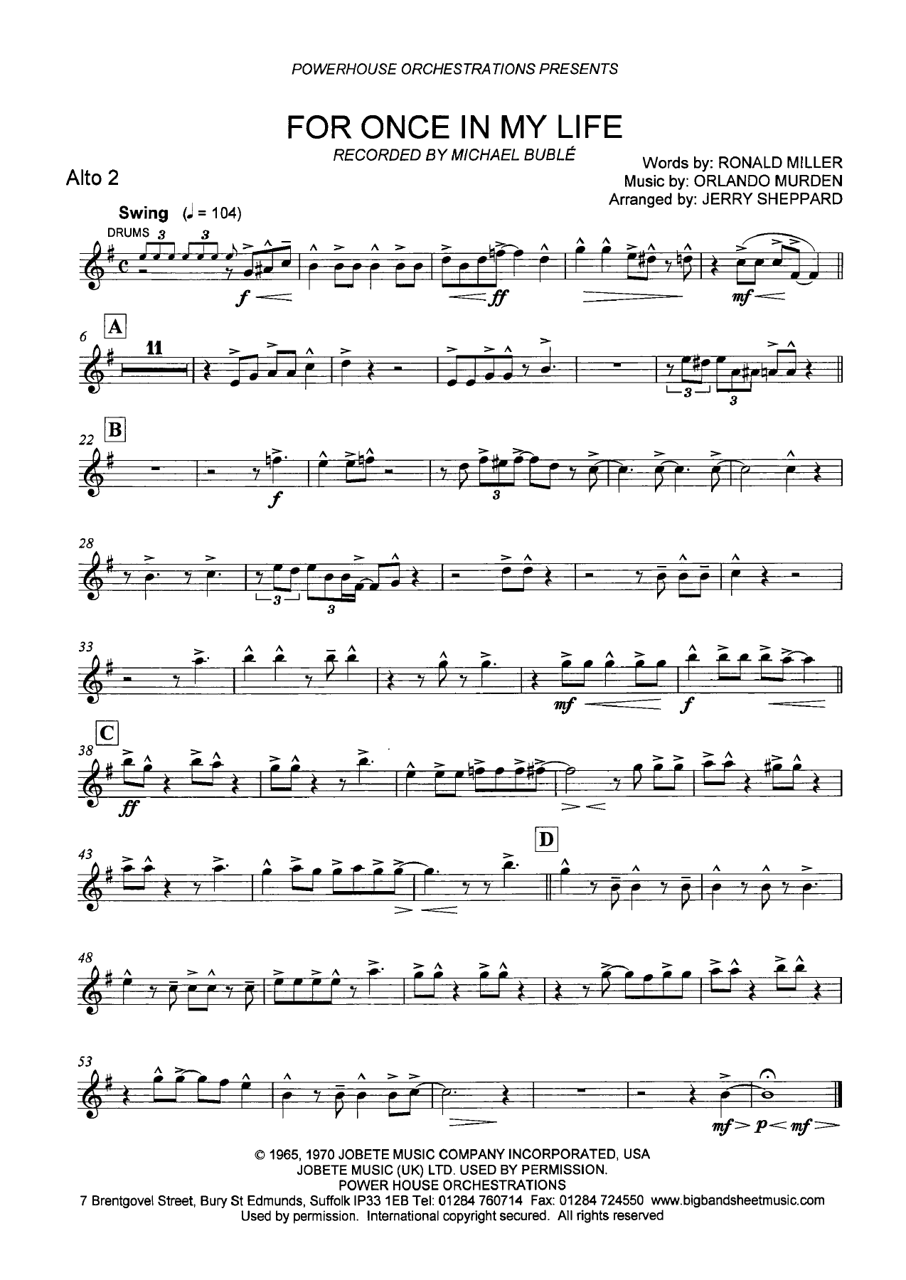 Saxo Alto 2 mib — Big Band Vocal sheet music by JERRY SHEPPARD | Traditional