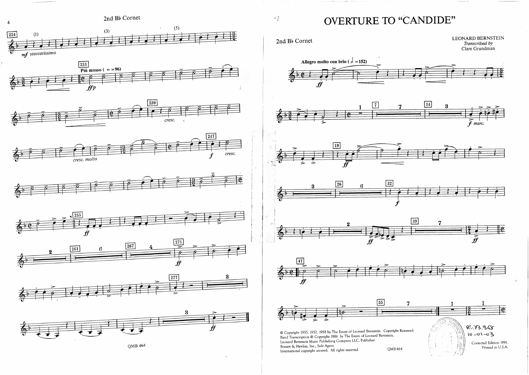 Overture to Candid - 17 - Cornet — sheet music preview