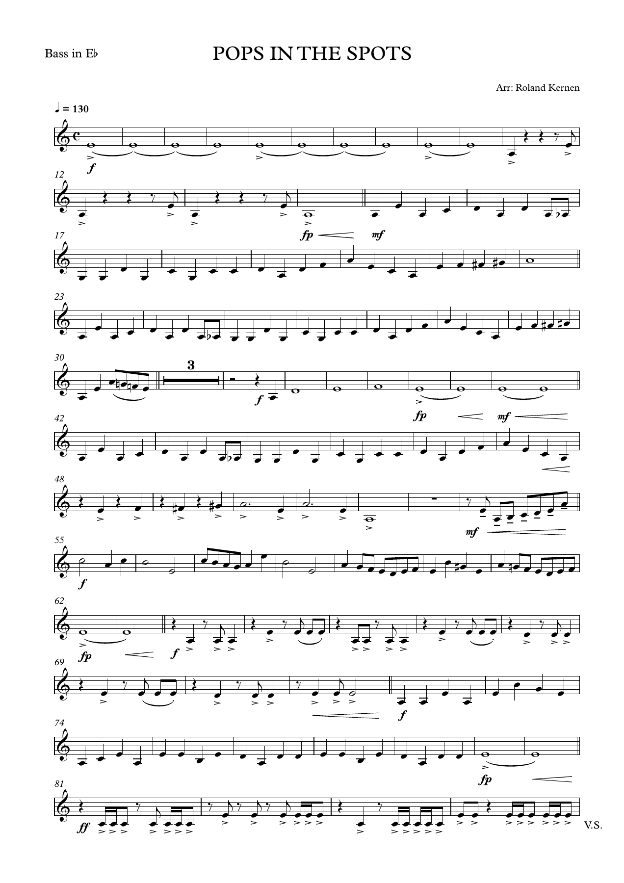 21 Pops in the Spots — Concert Band sheet music by Bass in Eb | Pop