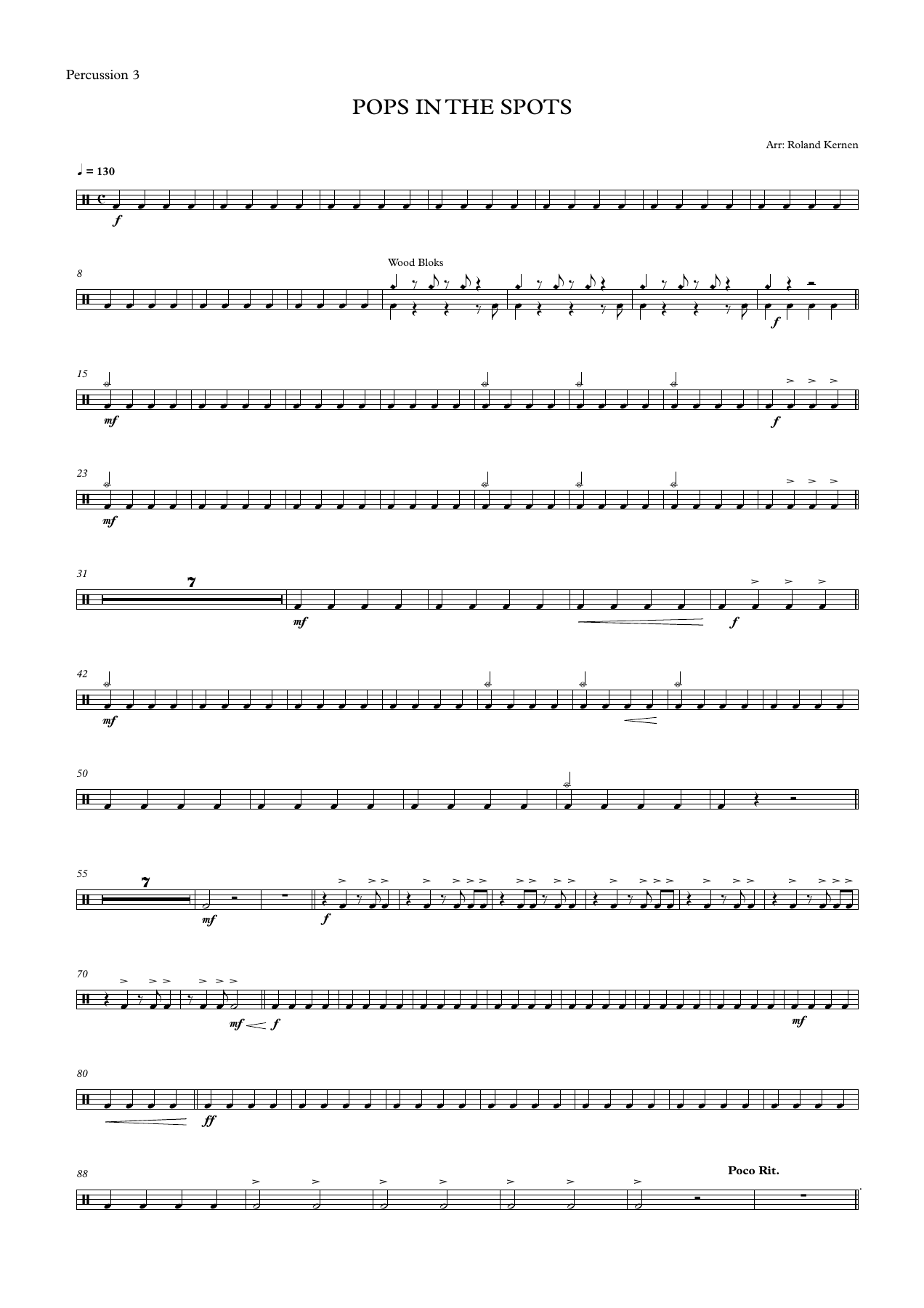 28 POPS IN THE SPOTS - Percussion — sheet music preview