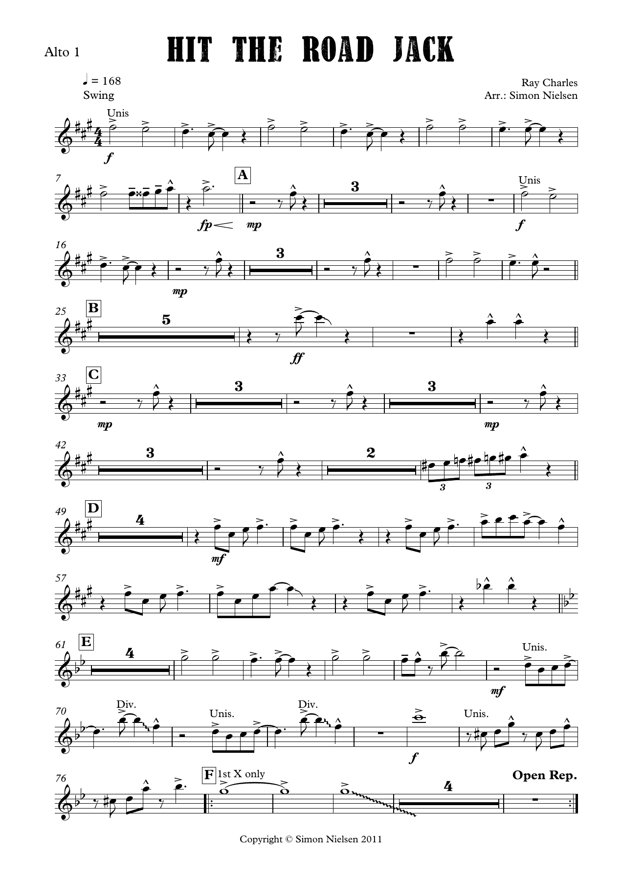 Hit the Road Jack - Alto — sheet music preview