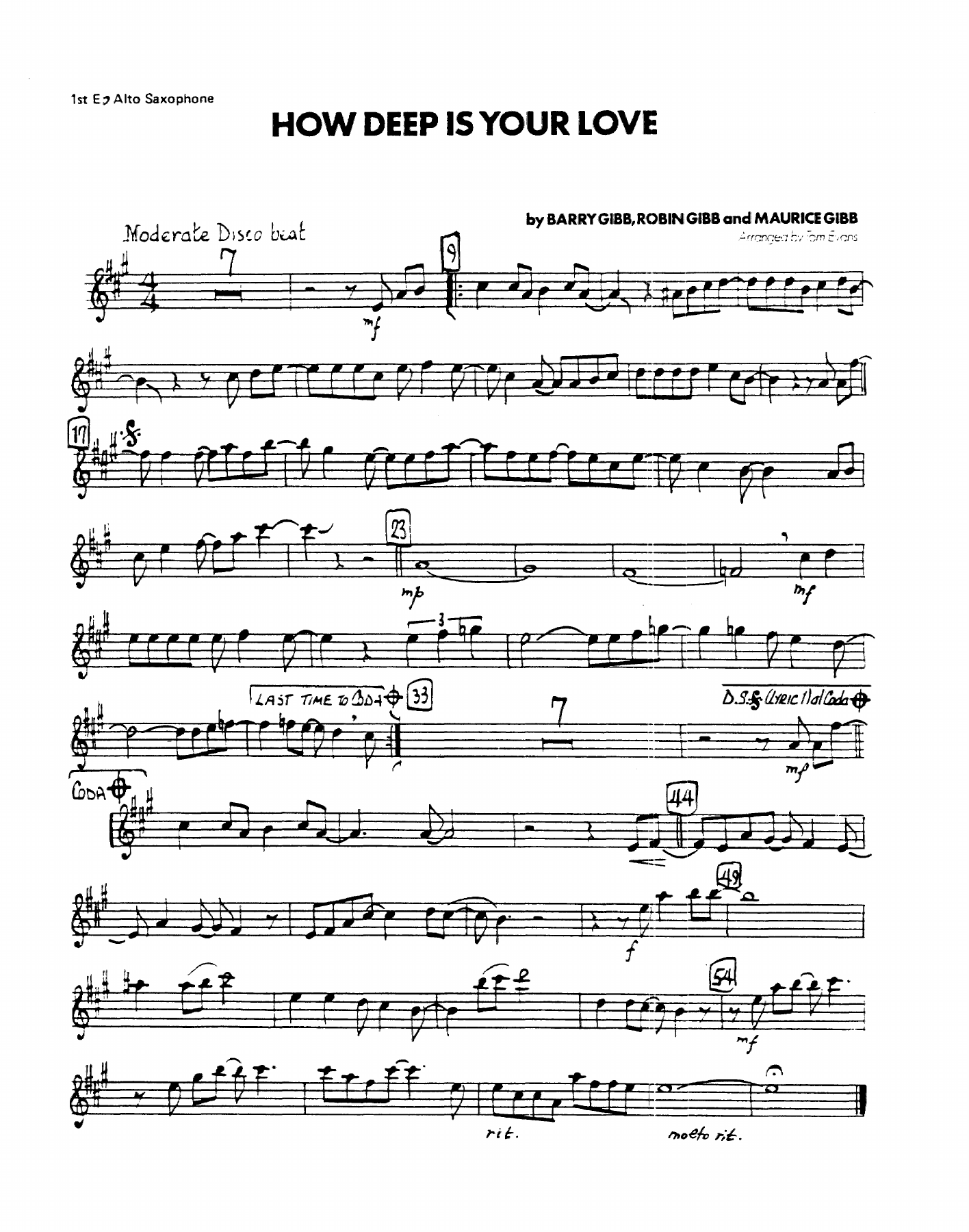 How Deep Is Your Love — sheet music preview