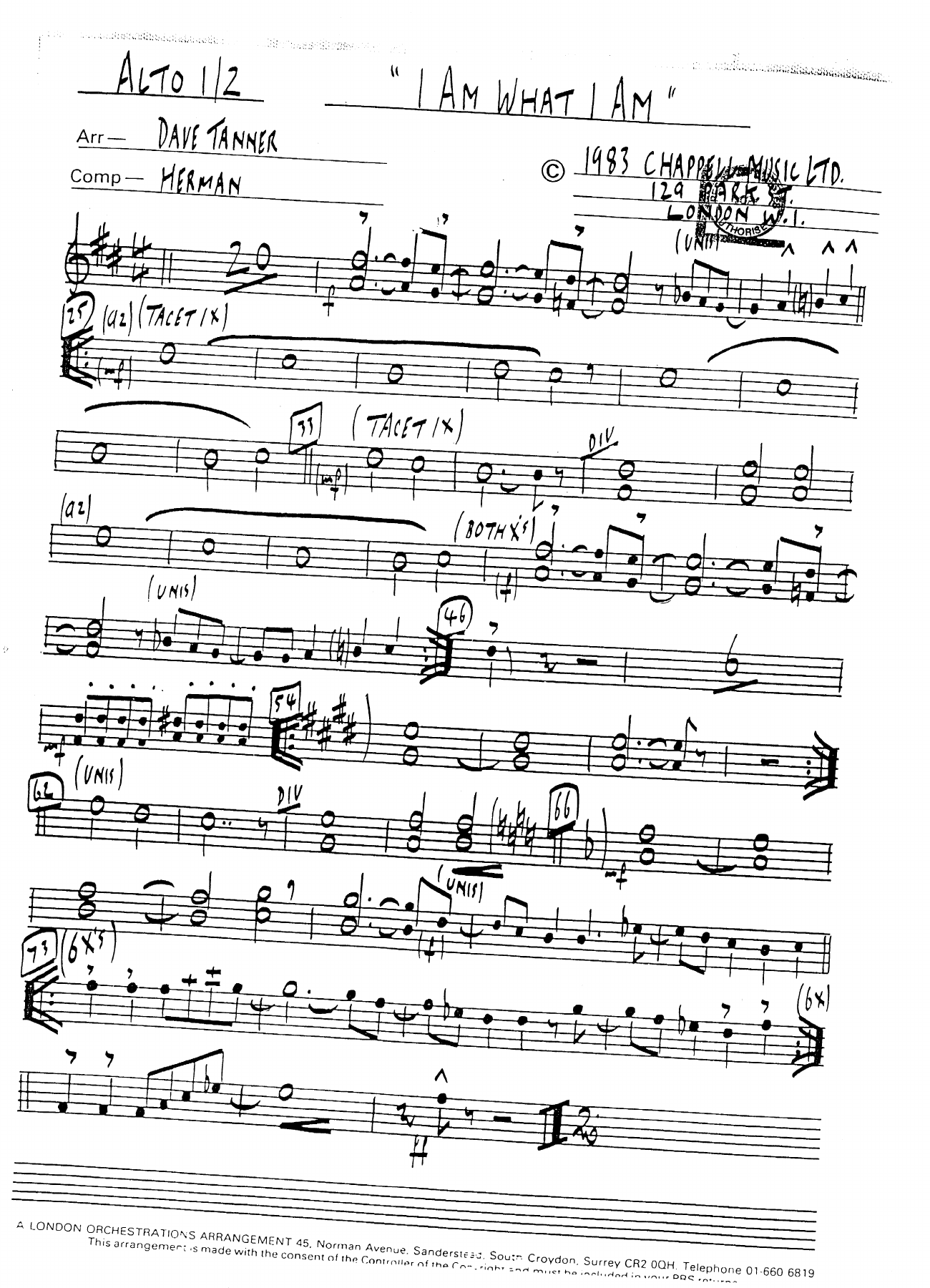 I am what I am — sheet music preview