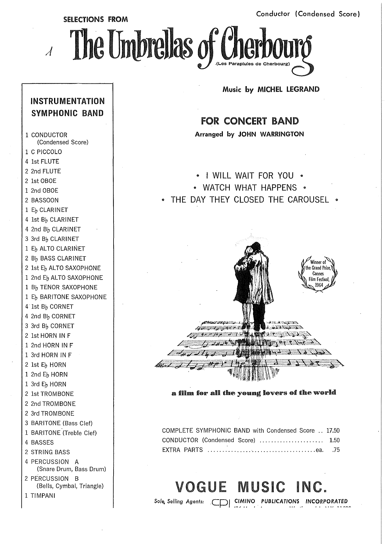 Selections From The Umbrellas Of Cherbour (J.Warrington) M.Legrand — sheet music preview