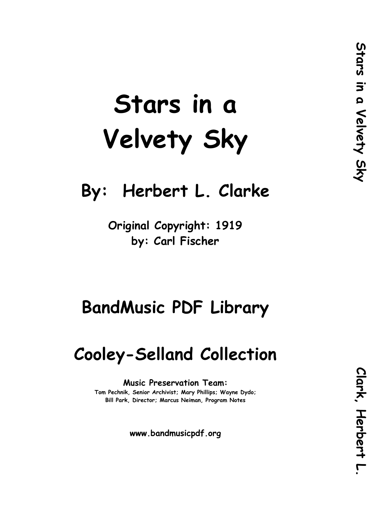 Stars In A Velvety Sky — sheet music preview