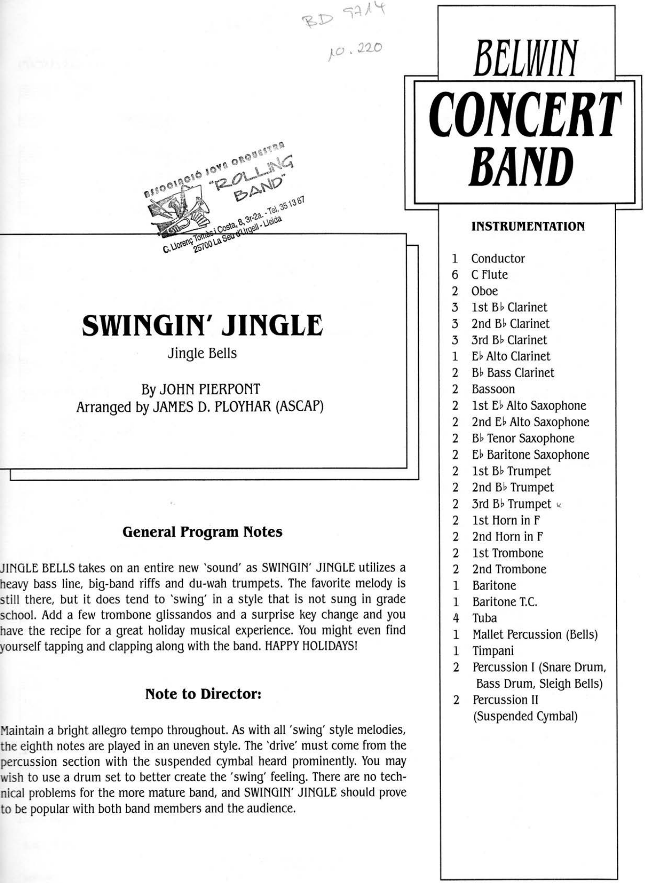 Swingin Jingle Band — sheet music preview
