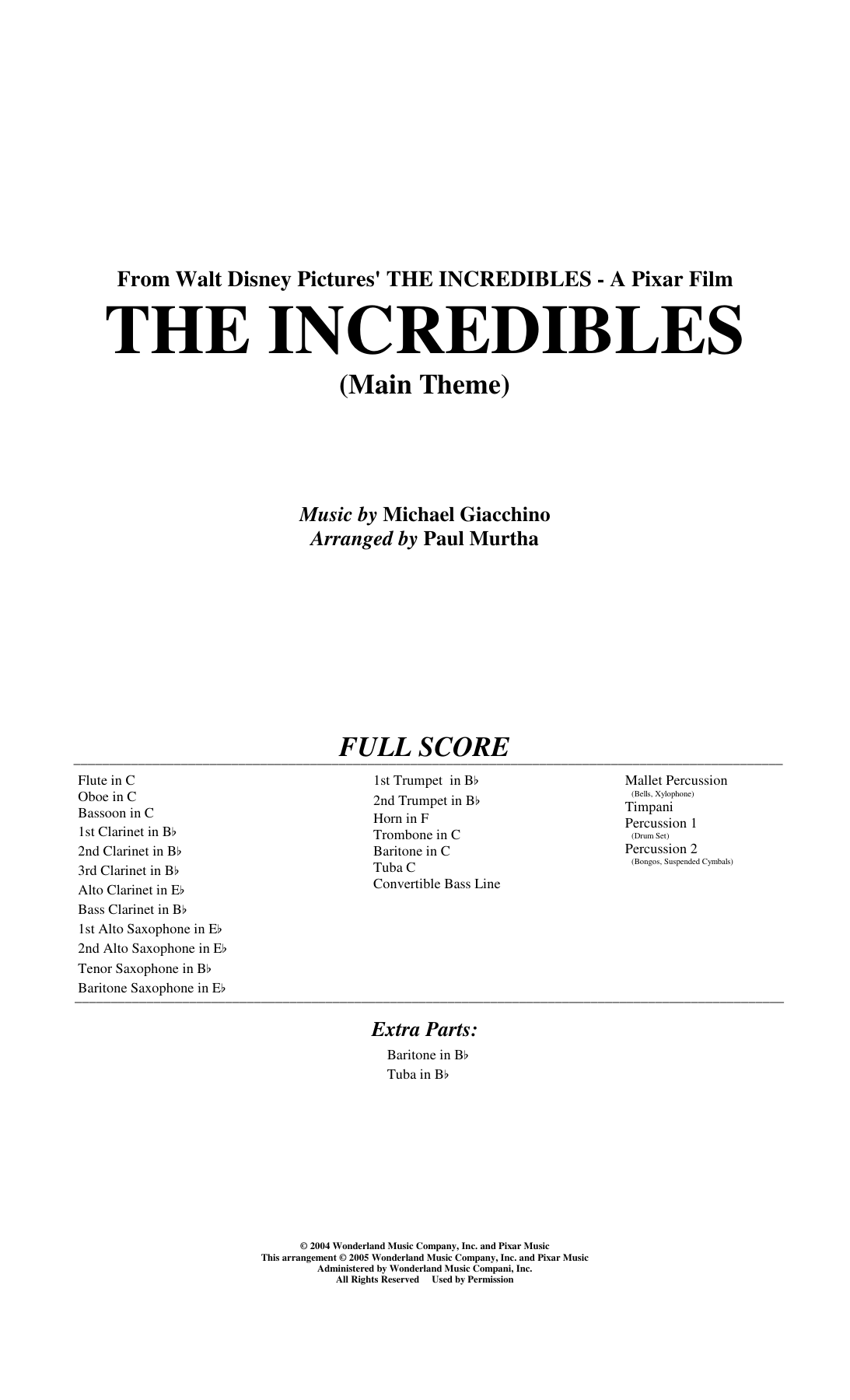 00 the Incredibles — sheet music preview