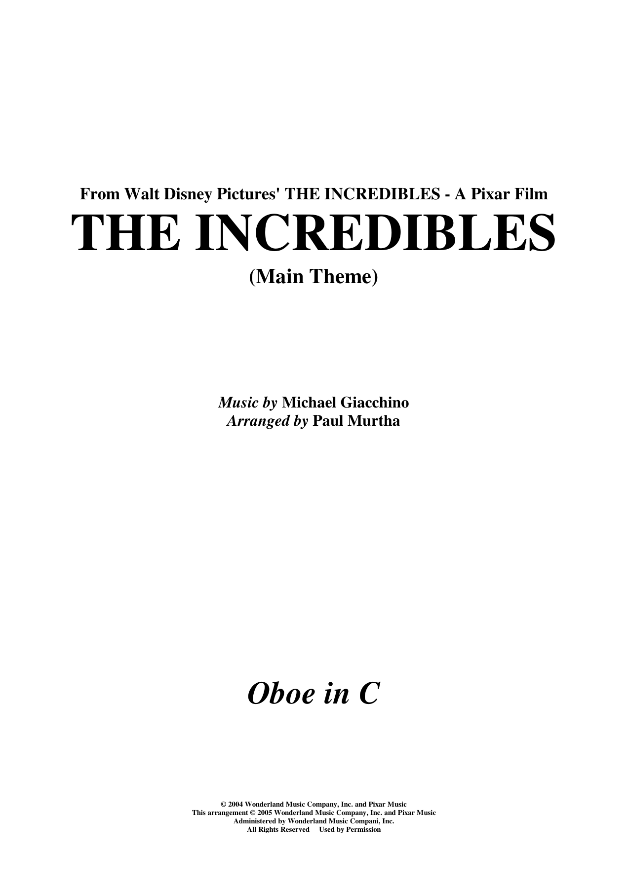 02 the Incredibles — sheet music preview