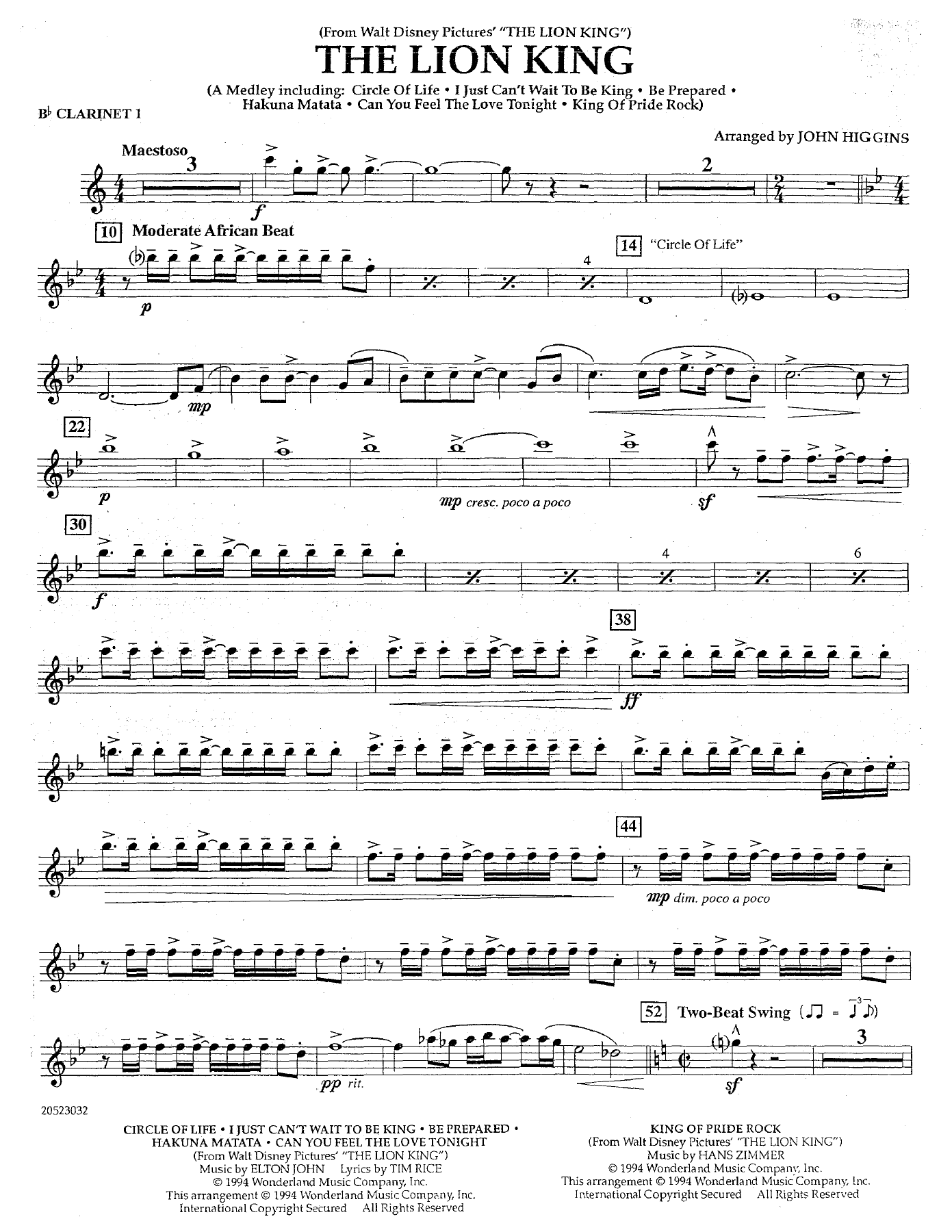 The Lion King - Clarinette Sib — sheet music preview