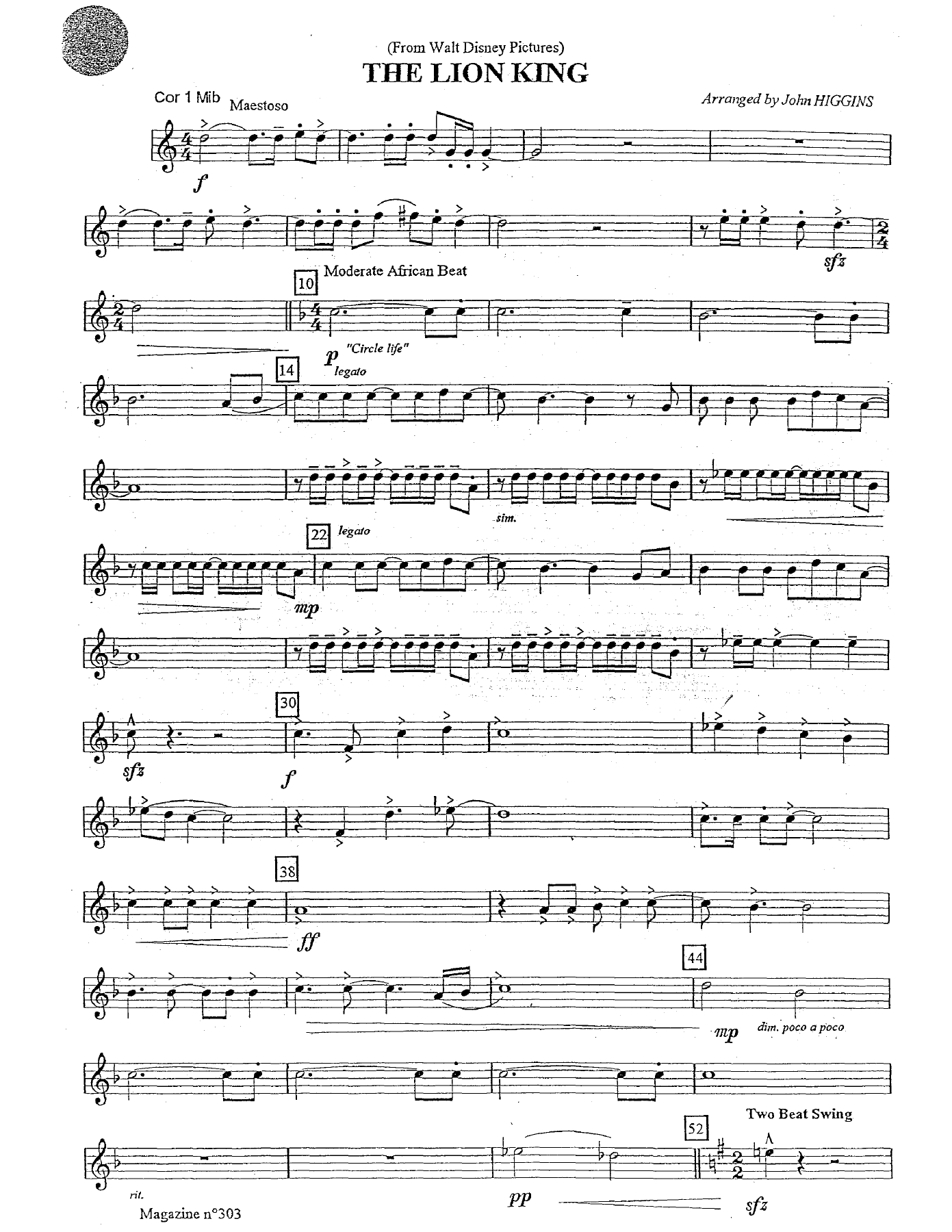The Lion King - Cor Mib — sheet music preview