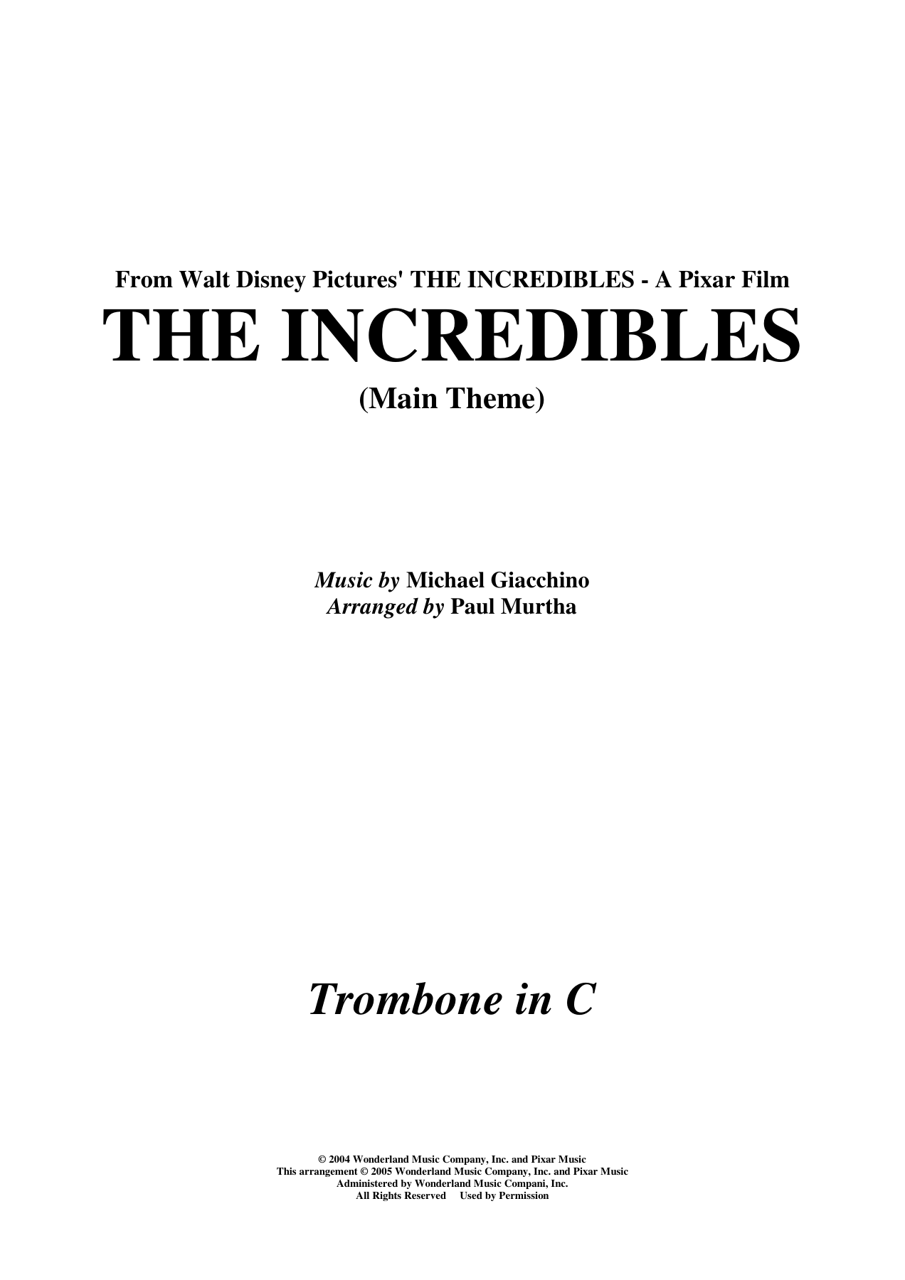 16 the Incredibles — sheet music preview