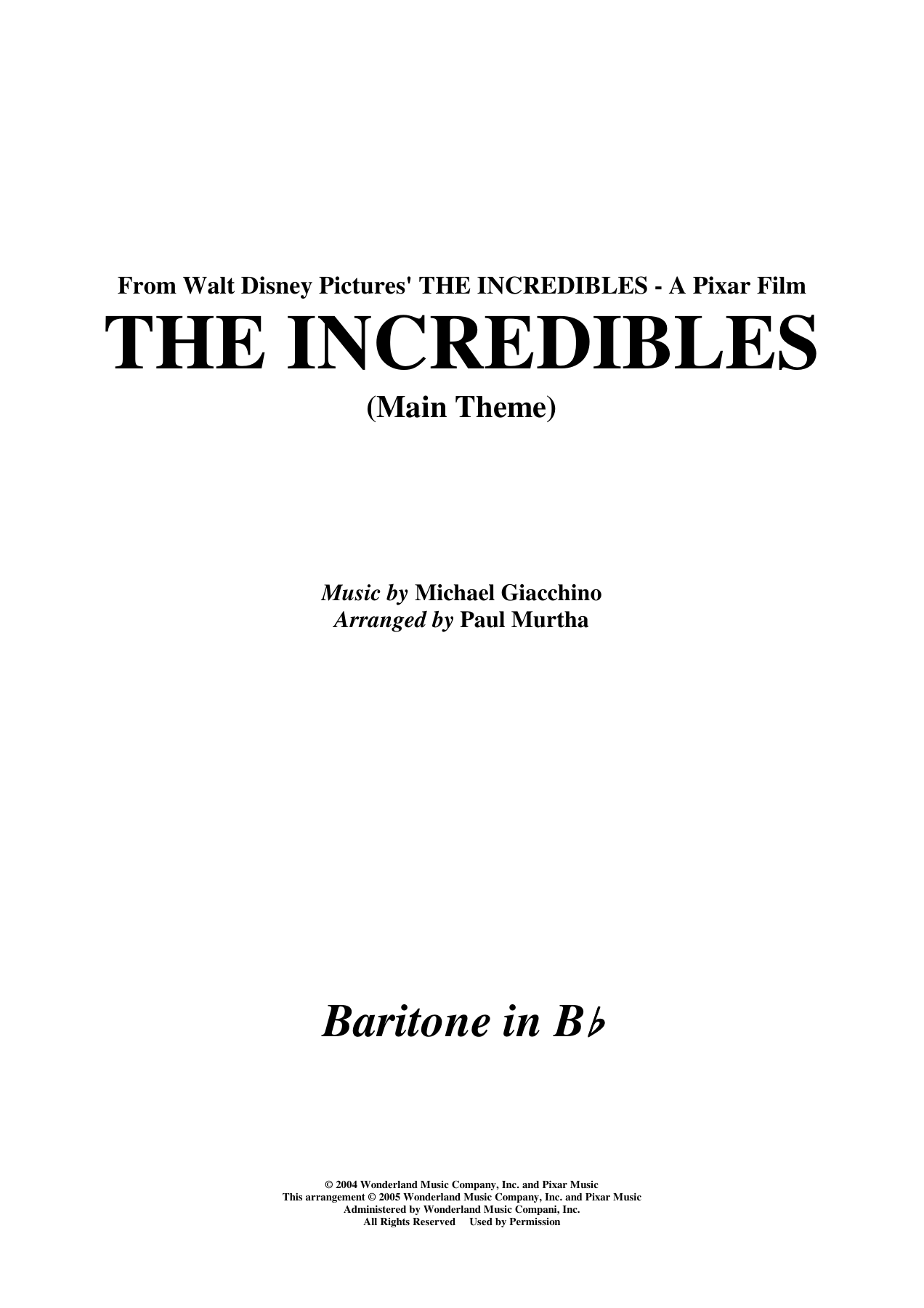17 the Incredibles — sheet music preview