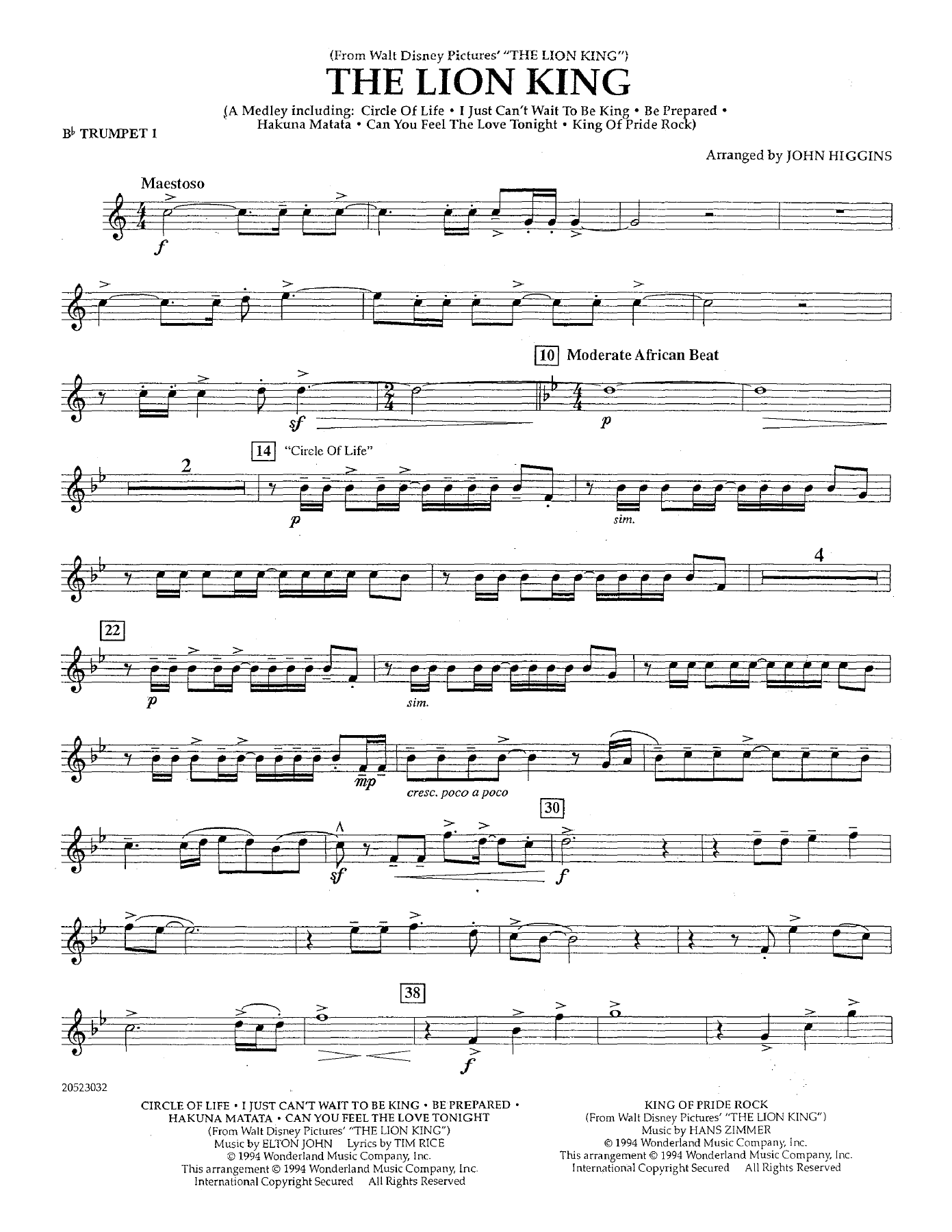 The Lion King - Trompette Sib — sheet music preview