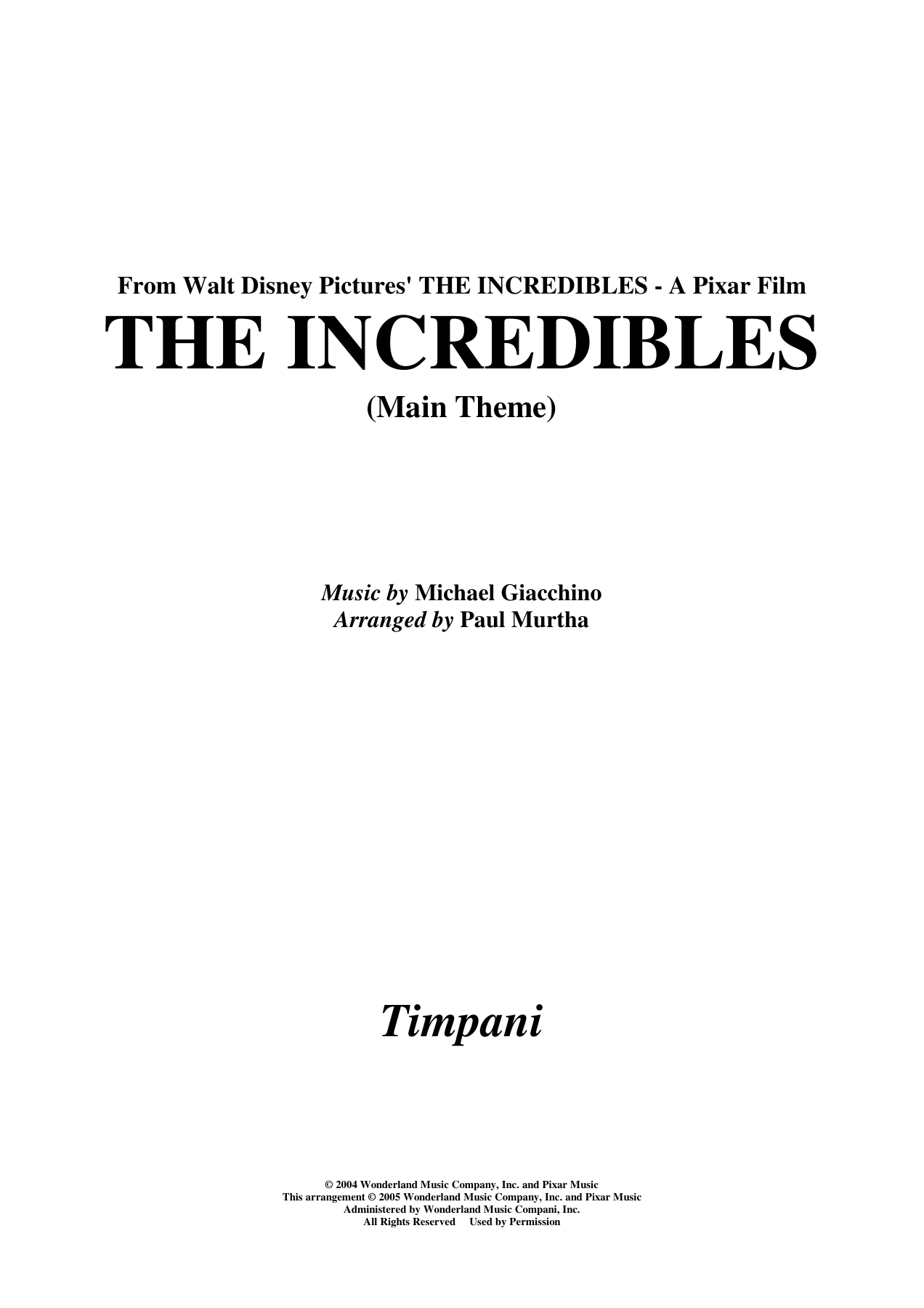 23 the Incredibles — sheet music preview