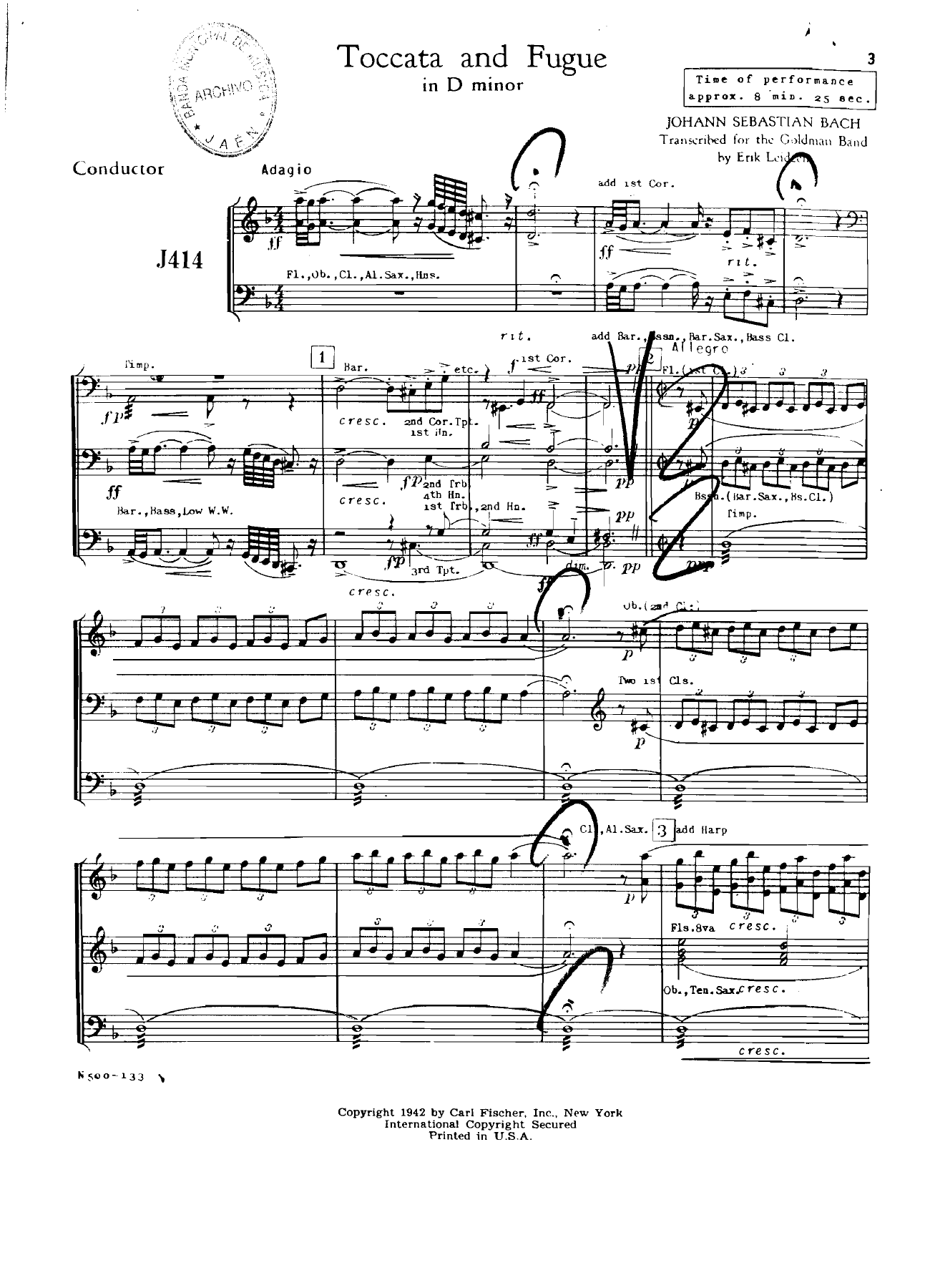 Toccata & Fugue In D Minor — sheet music preview