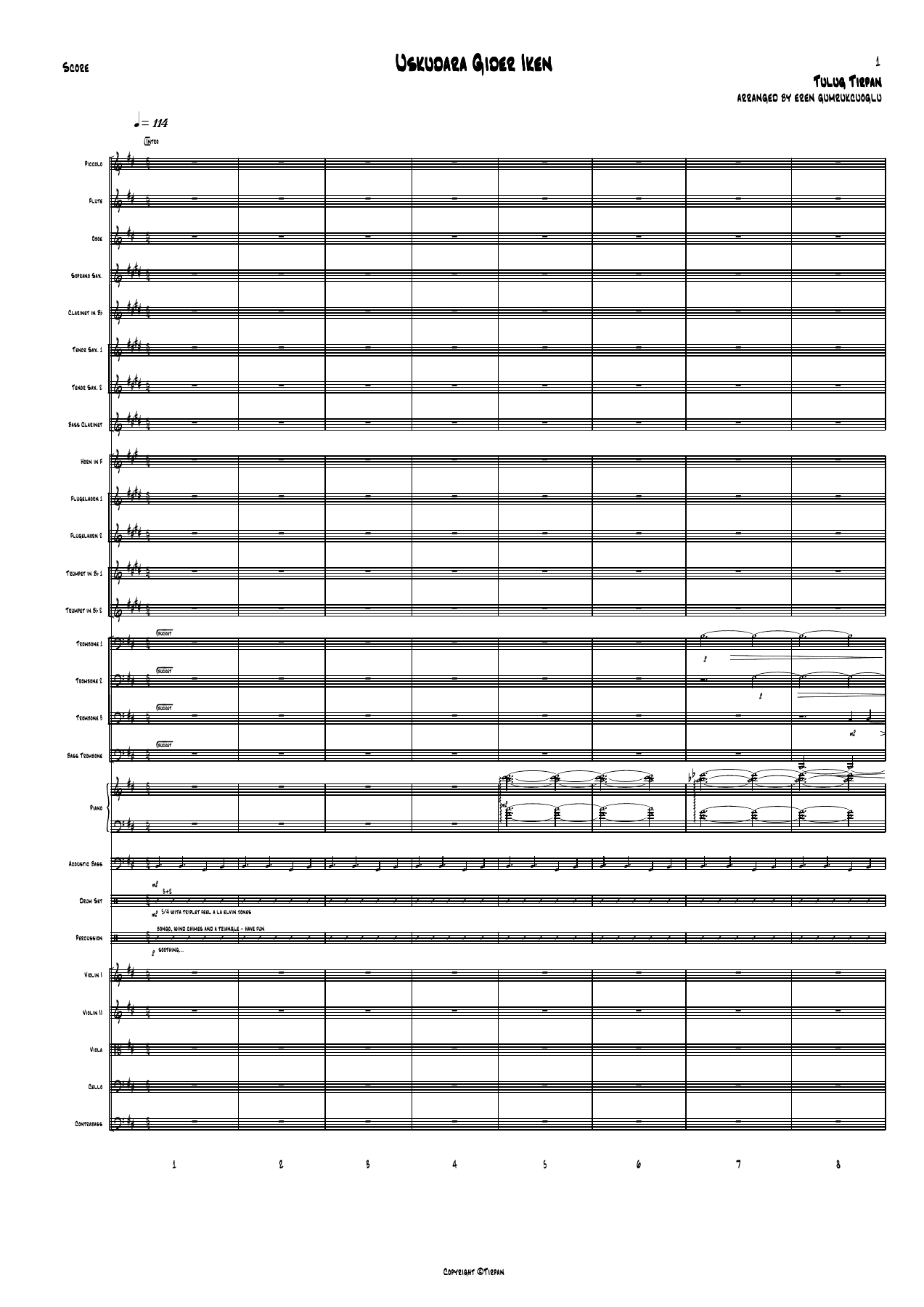 Uskudara Gider Iken Score fix — sheet music preview