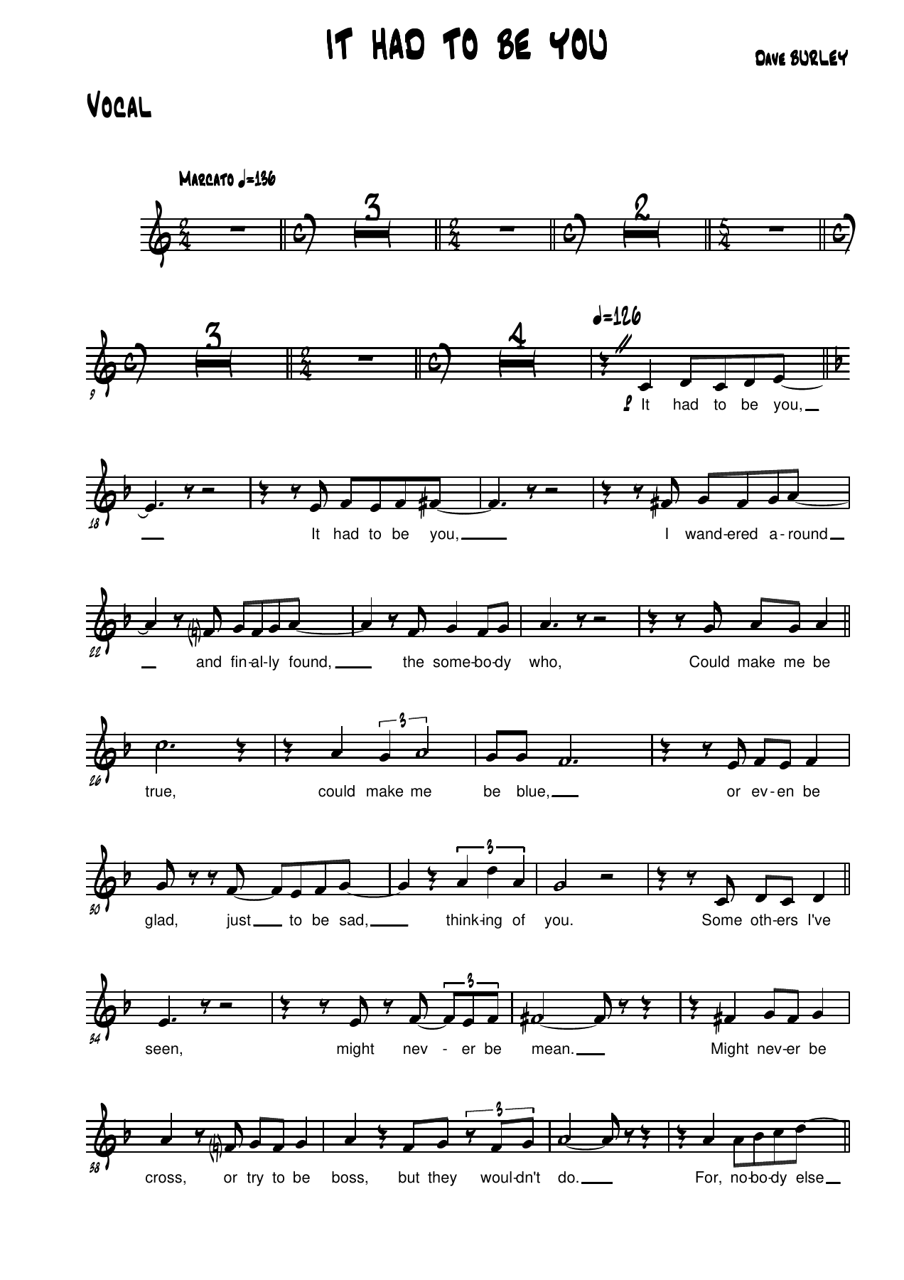 It had to be you - 001 Vocal — sheet music preview