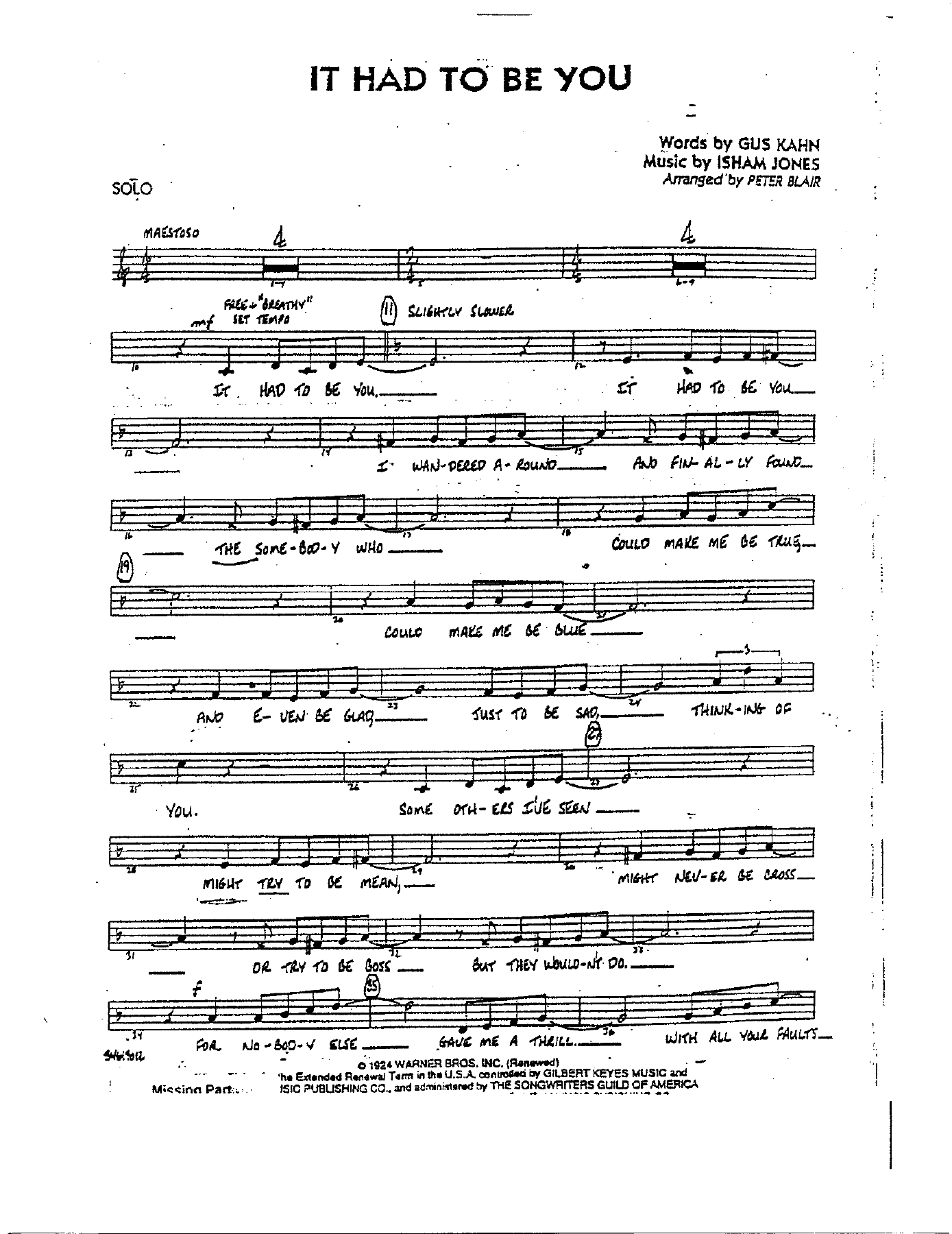 It Had to be You-Blair — sheet music preview