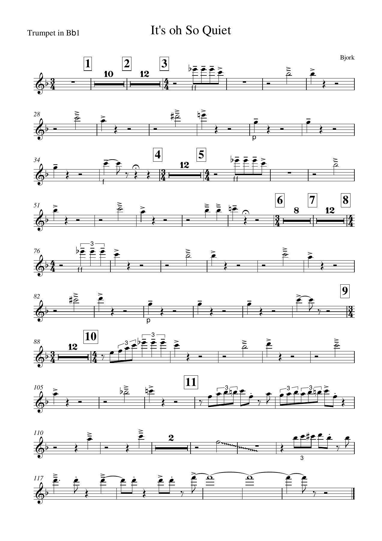 bjork-its oh so quiet-Trumpet in Bb1 — sheet music preview