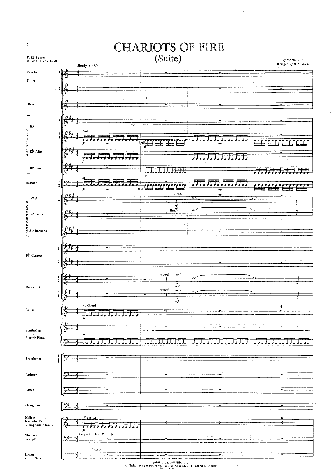 Chariots Of Fire Suite (Bob Lowden) — sheet music preview