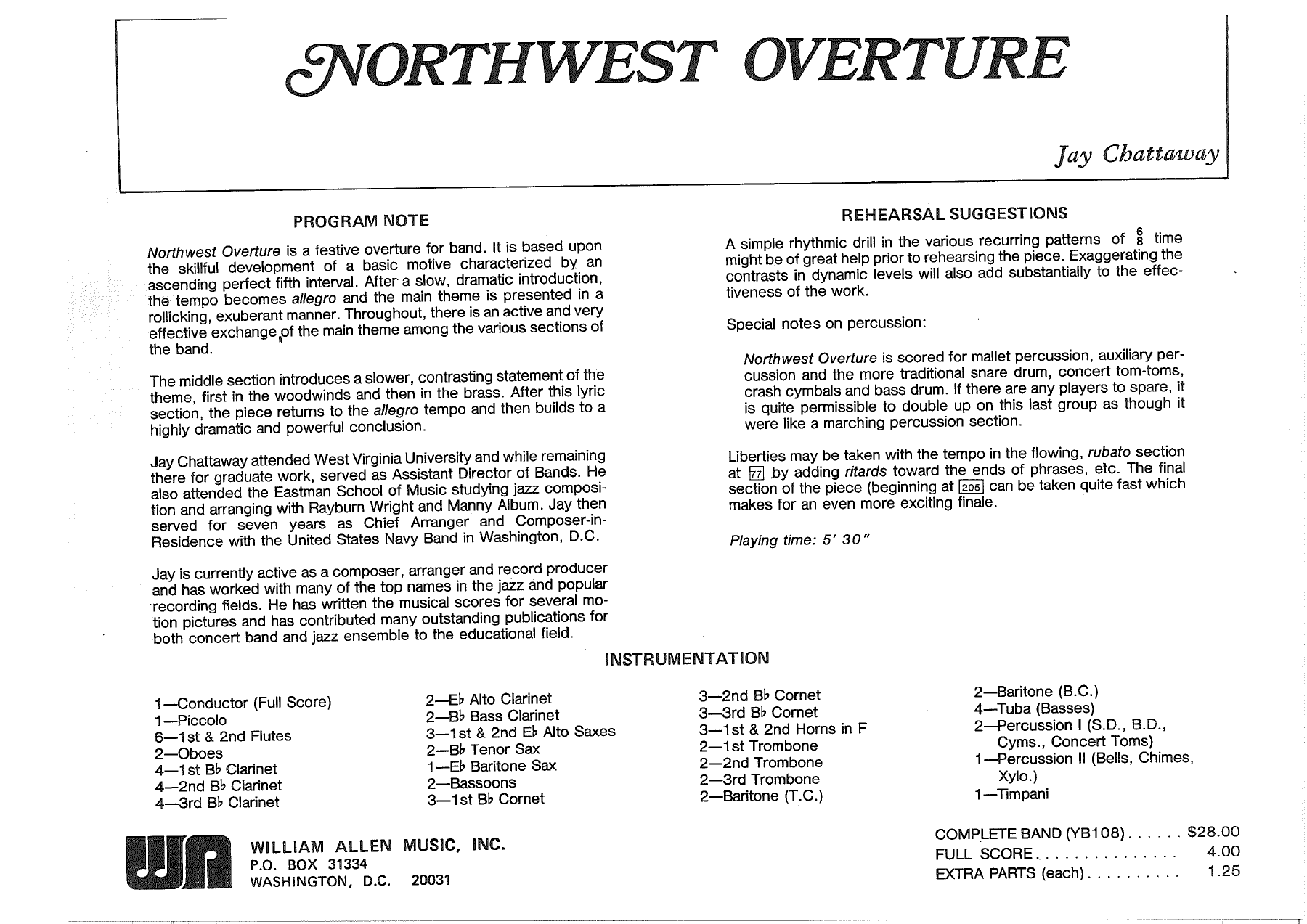 Northwest Overture — sheet music preview