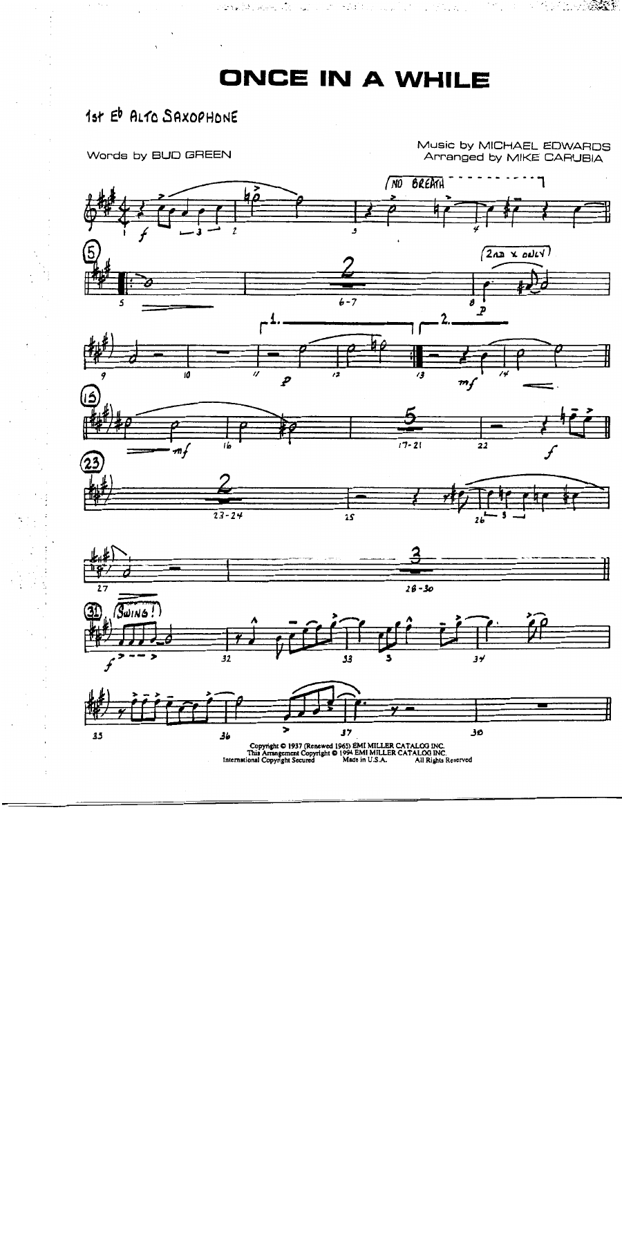 Once In A While — sheet music preview