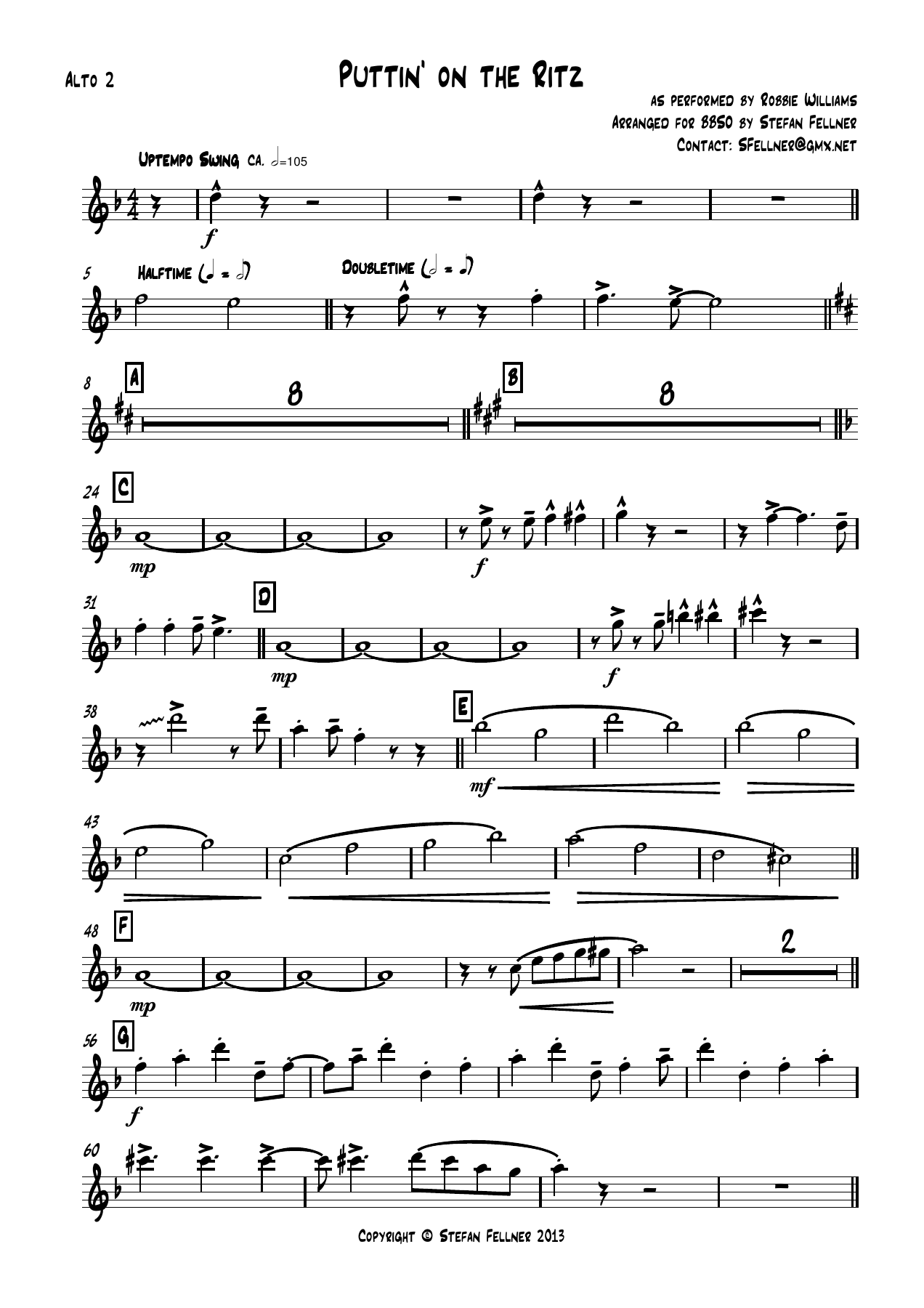 Puttin on the Ritz Alto — sheet music preview