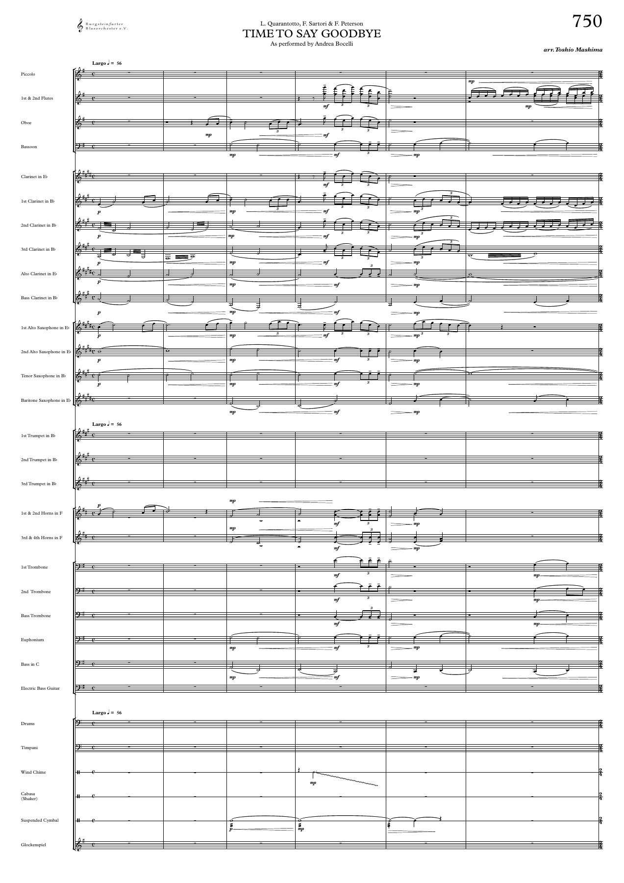 Time To Say Goodbye — sheet music preview