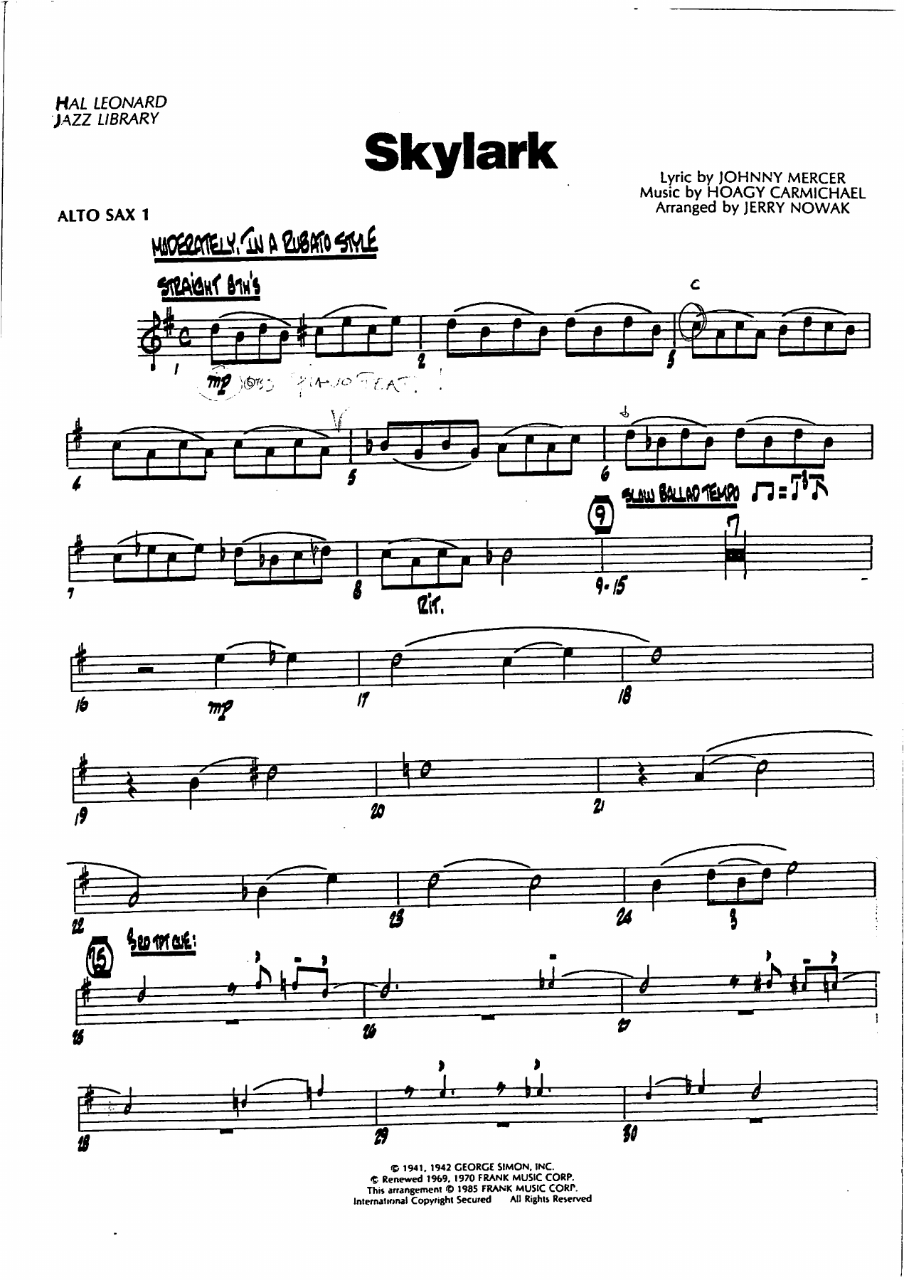 Skylark — sheet music preview