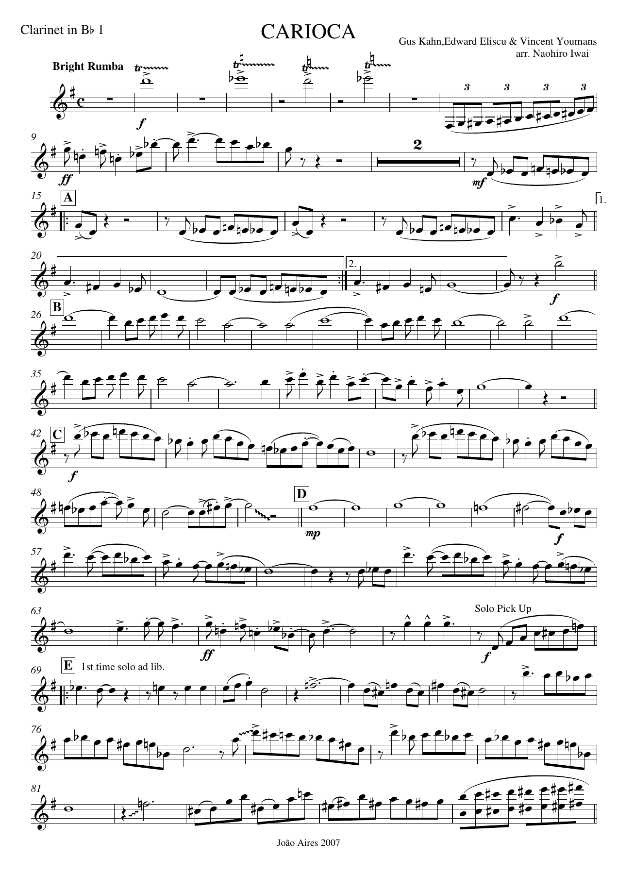 Clarinete Sib I — sheet music preview