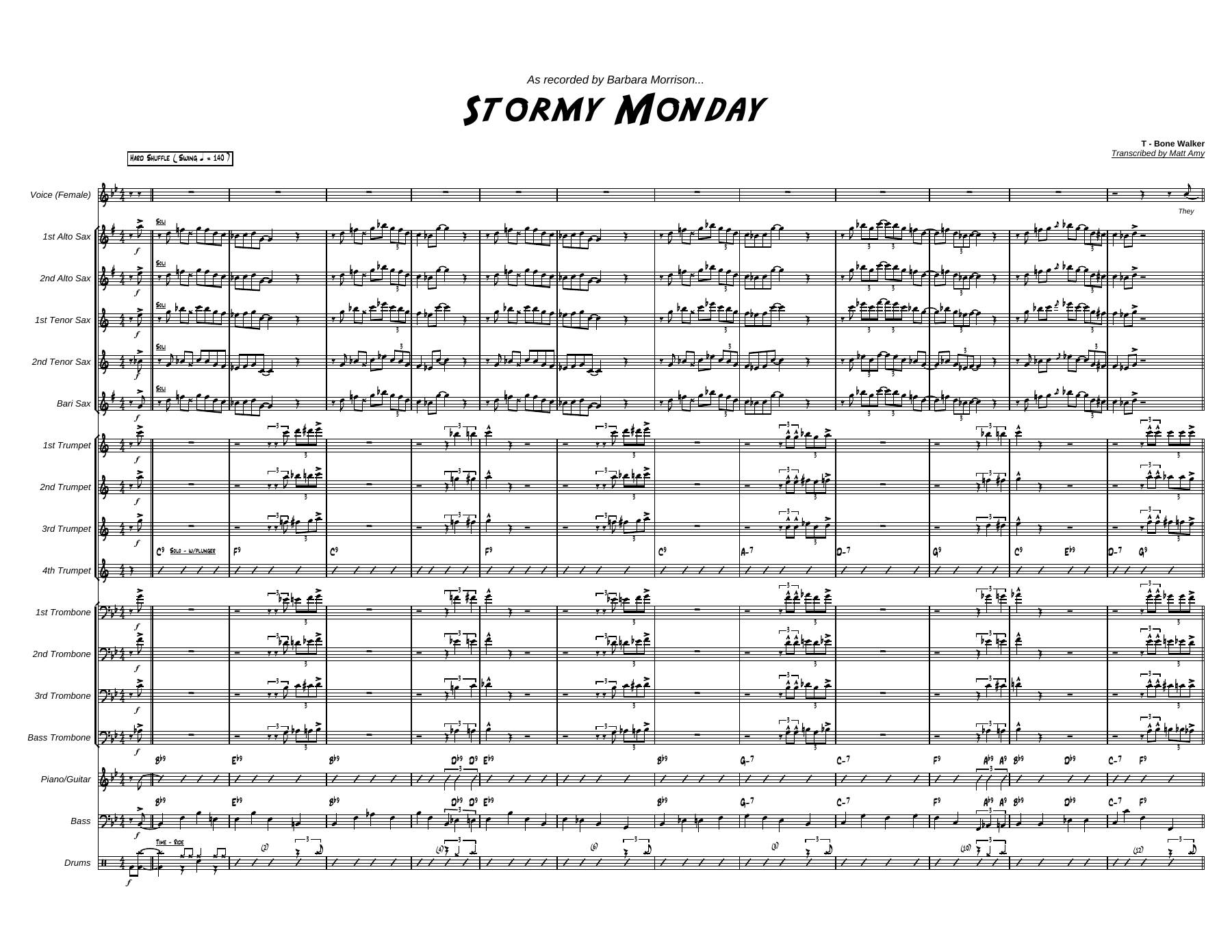 Stormy Monday - score - 11 pages — sheet music preview