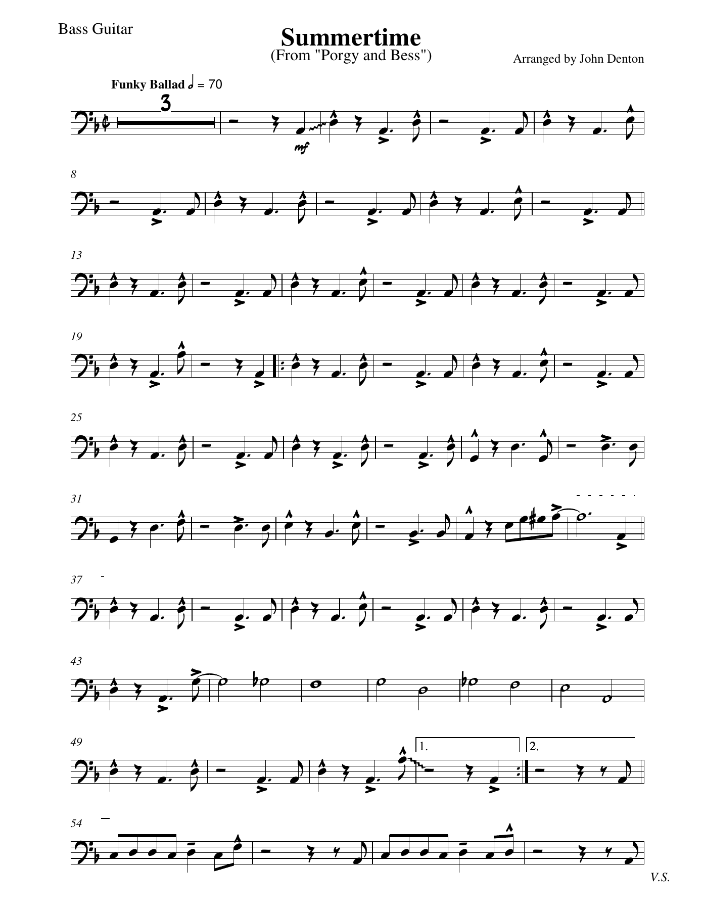 Summertime Bass — sheet music preview